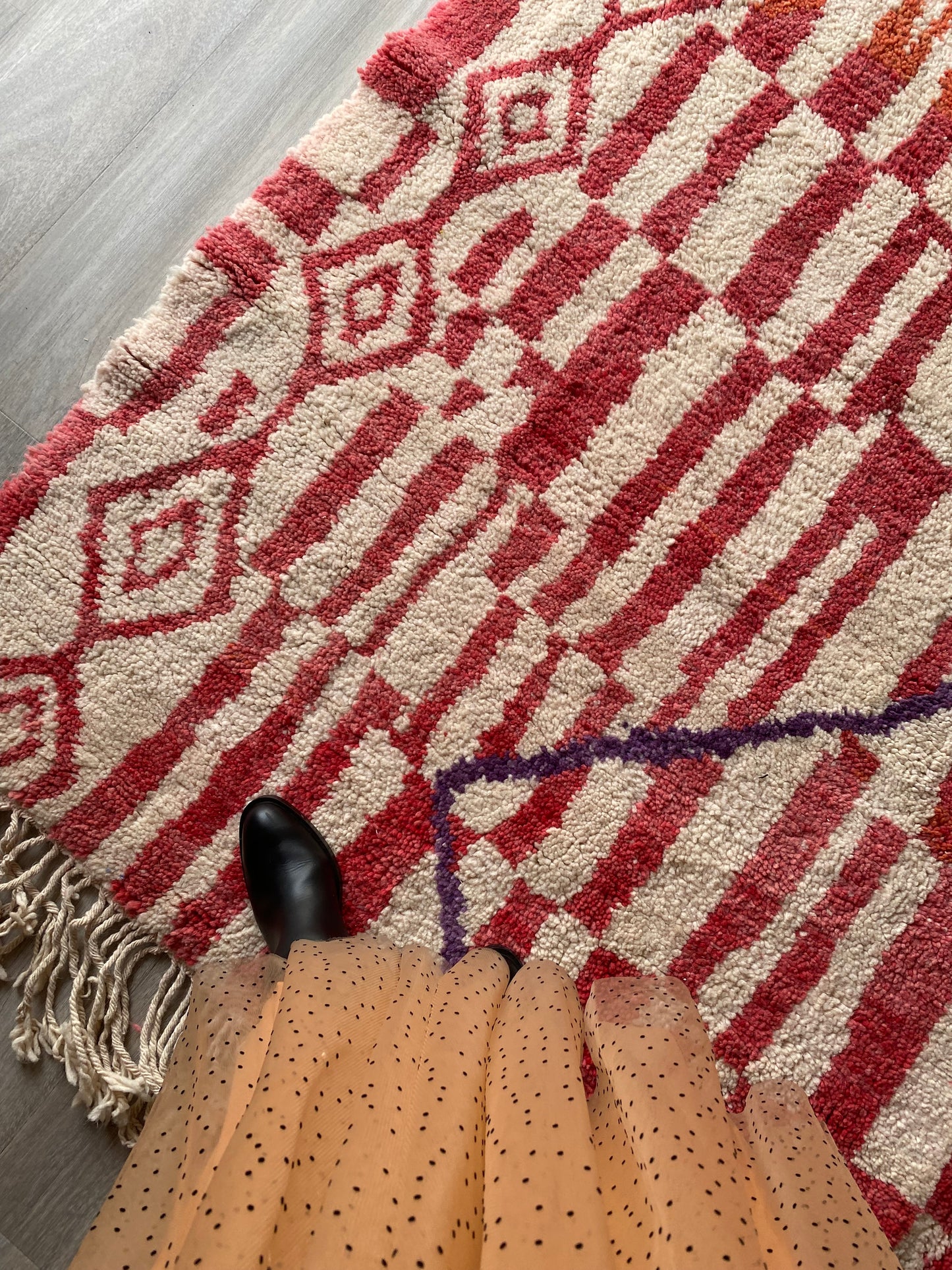 Beni Ouarain Moroccan Colorful Rug (405) 303x210cm - Red earth
