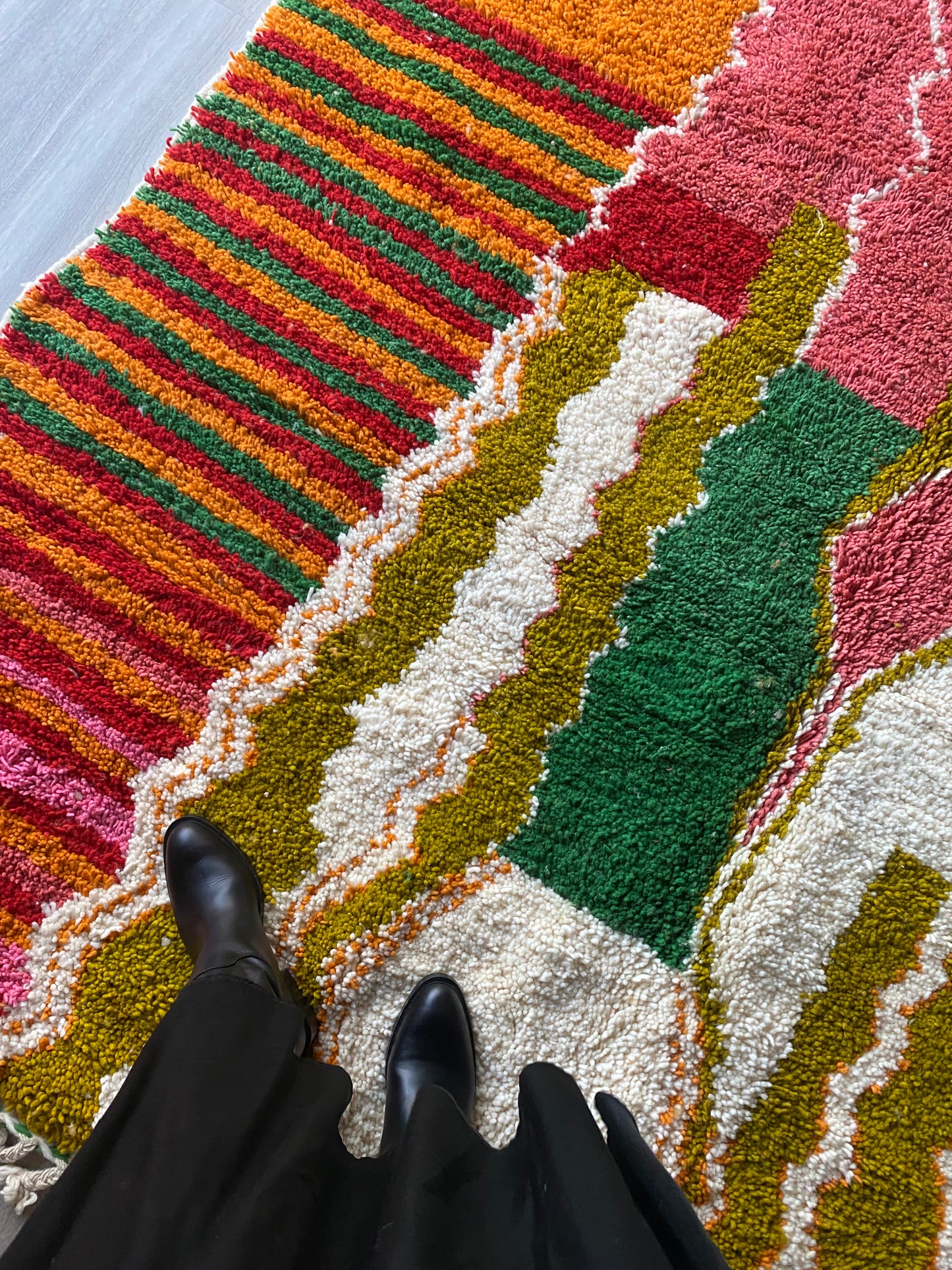 Beni Ouarain Moroccan Colorful Rug (410) 280x214cm - Olive