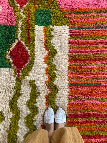 Olive Green & Orange Berber Wool Rug made to order (10)