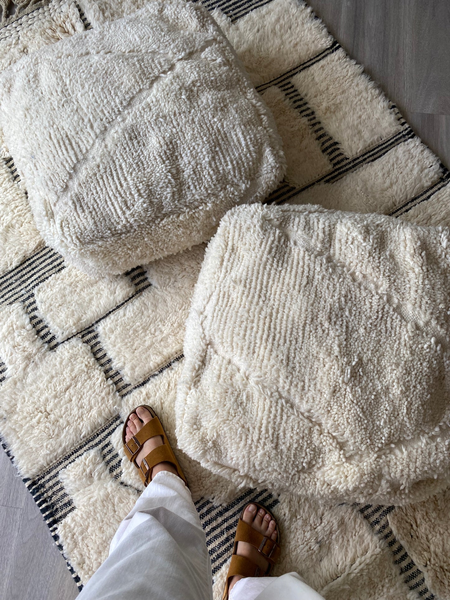White Berber Pouf