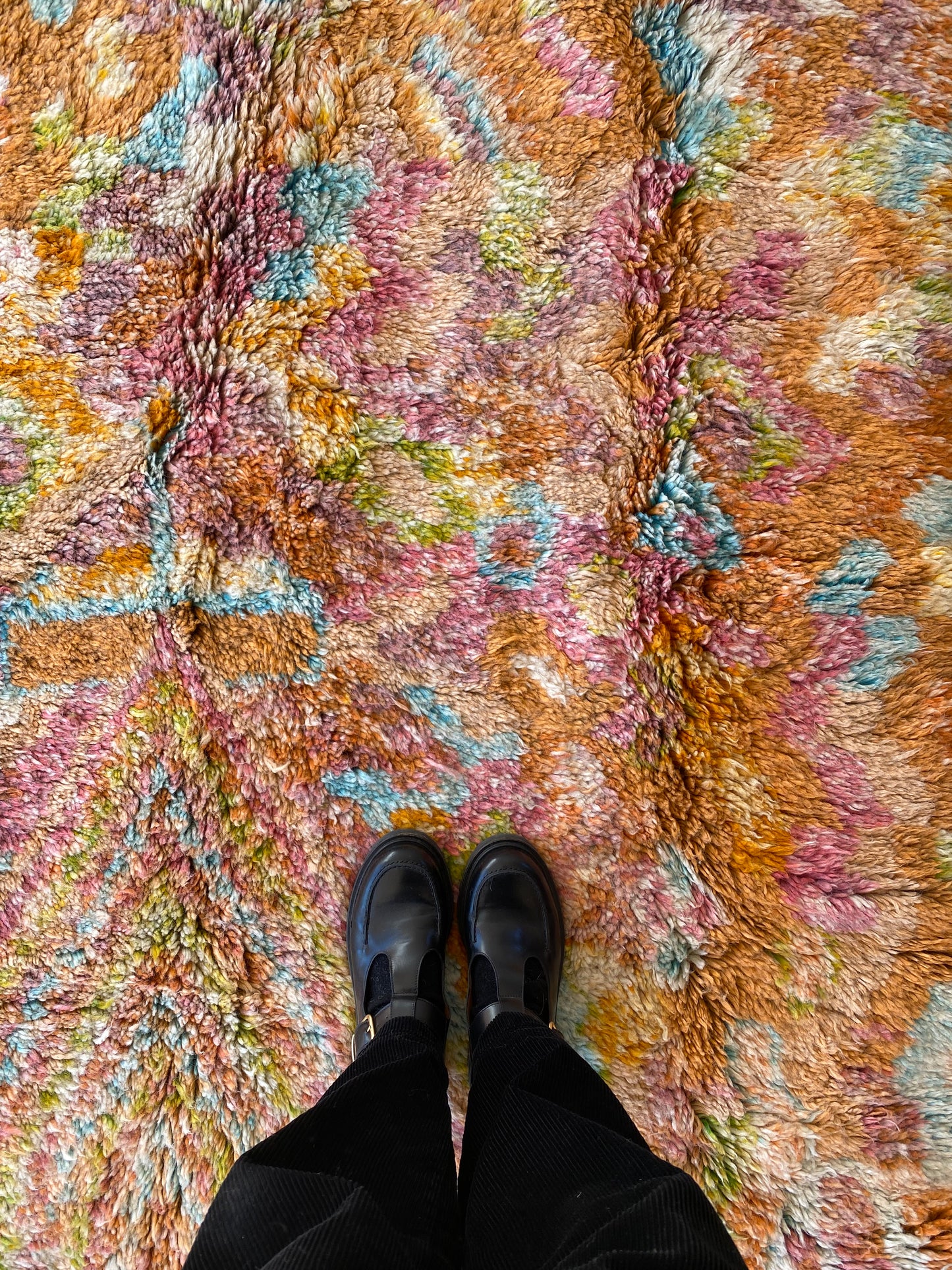Beni Ouarain Moroccan Colorful Rug (852) 251x157cm - Pumpkin pie