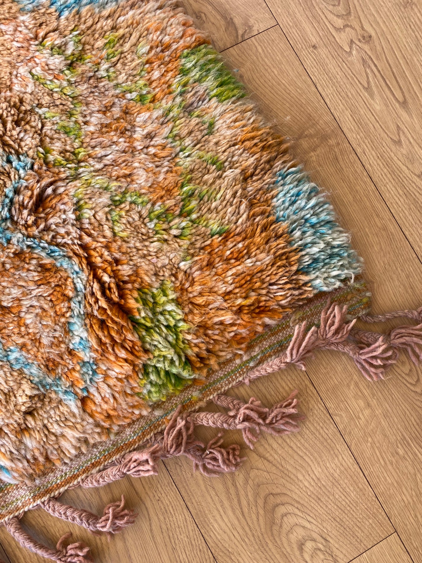 Beni Ouarain Moroccan Colorful Rug (852) 251x157cm - Pumpkin pie