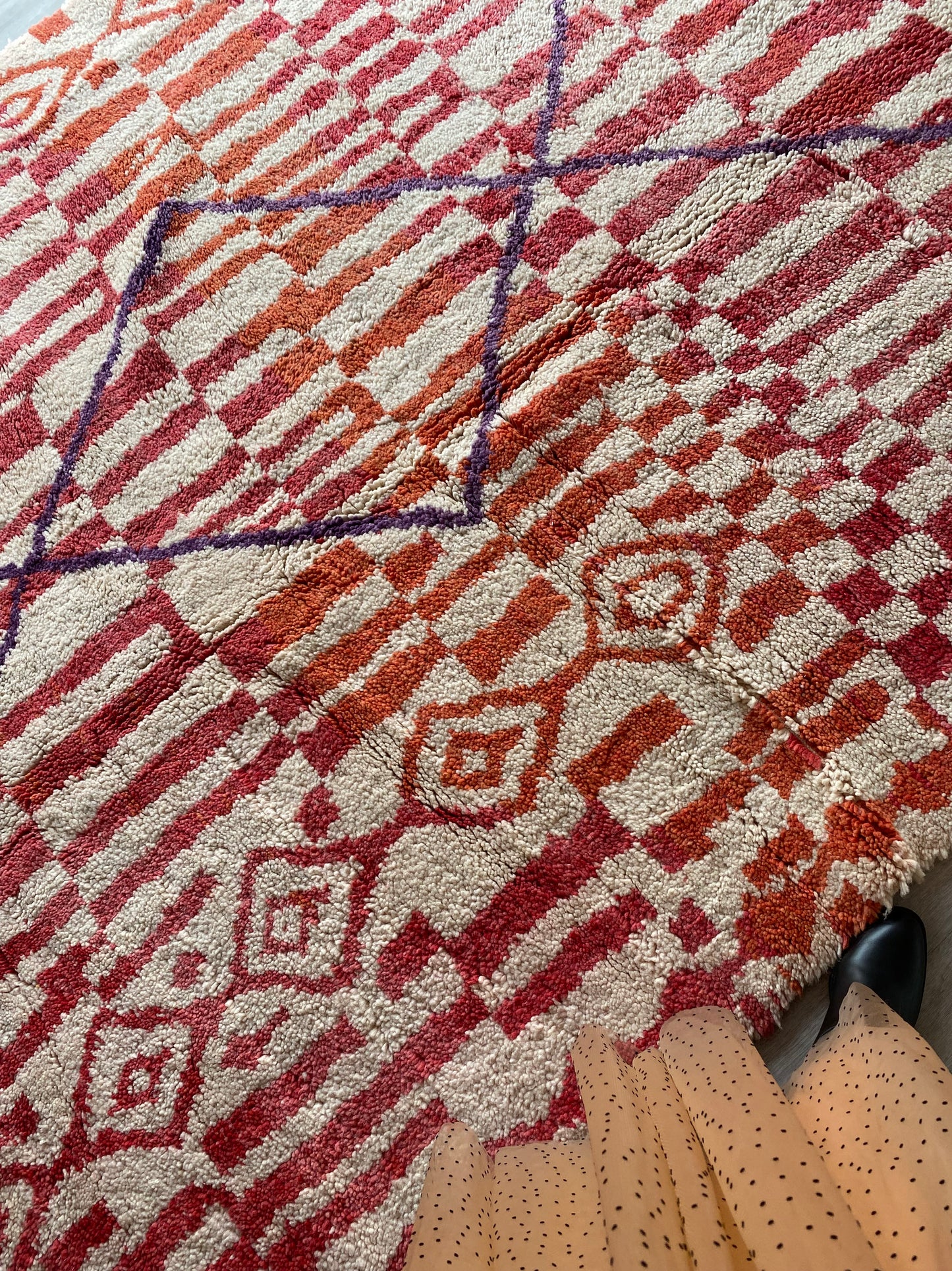 Beni Ouarain Moroccan Colorful Rug (405) 303x210cm - Red earth
