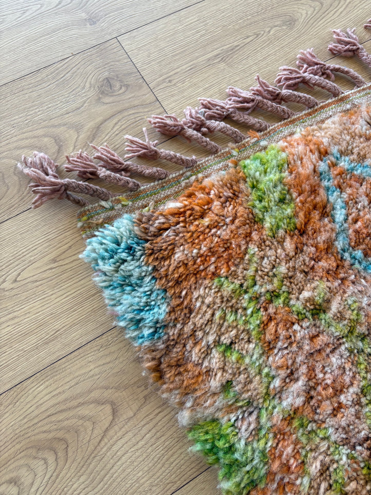 Beni Ouarain Moroccan Colorful Rug (852) 251x157cm - Pumpkin pie