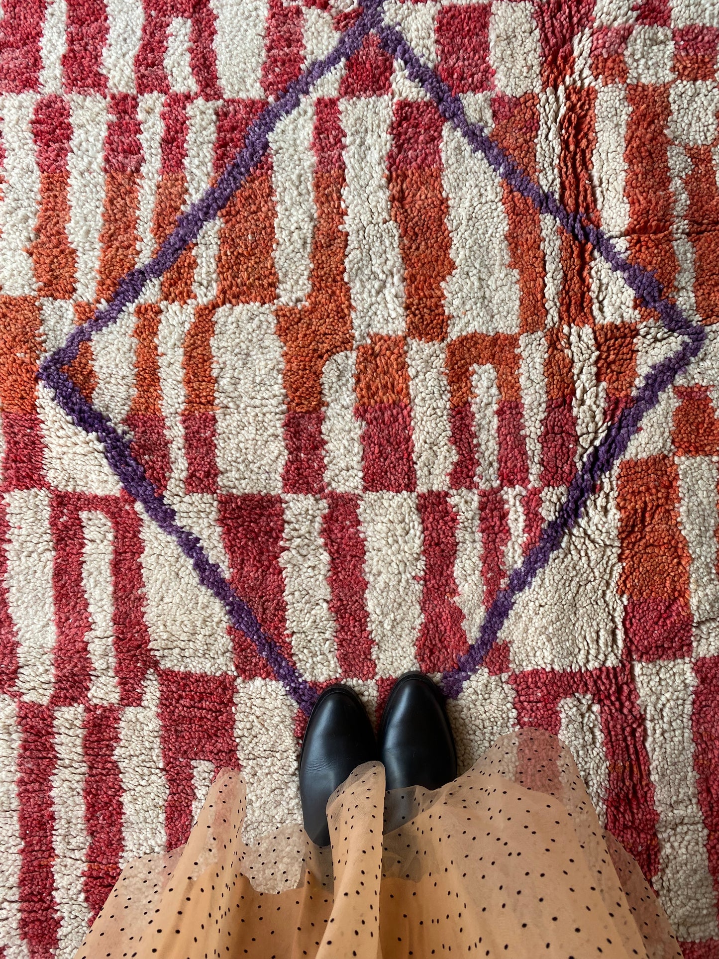 Beni Ouarain Moroccan Colorful Rug (405) 303x210cm - Red earth