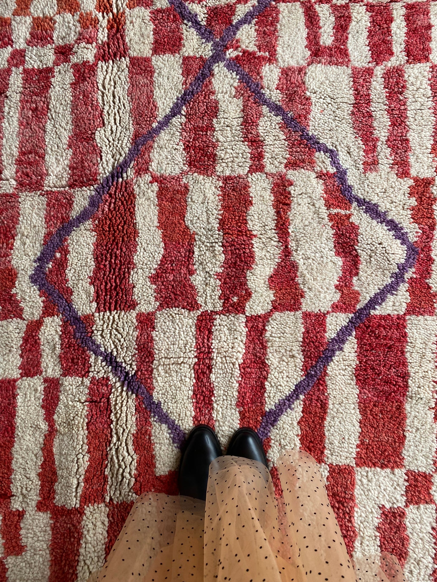 Beni Ouarain Moroccan Colorful Rug (405) 303x210cm - Red earth