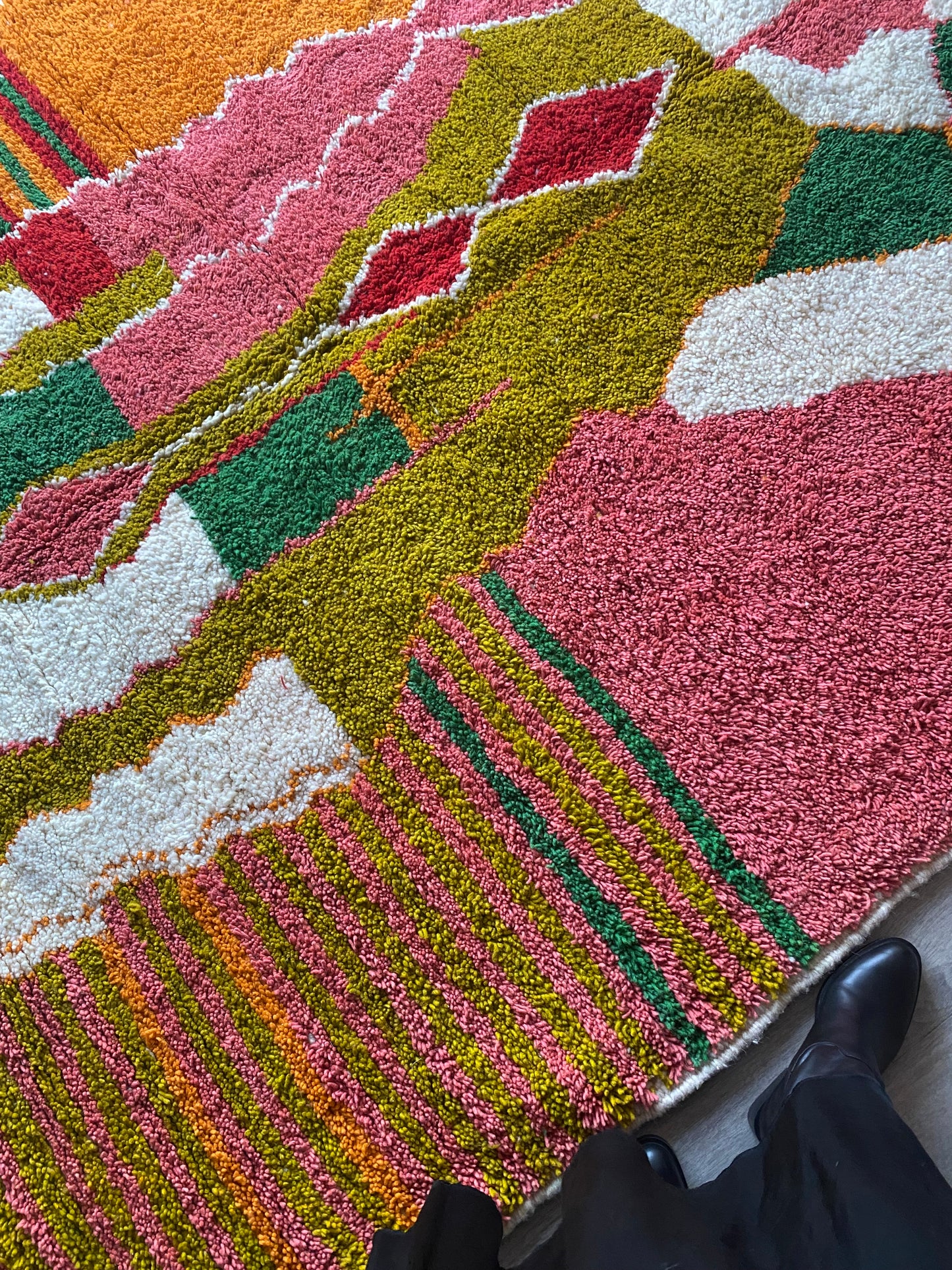 Beni Ouarain Moroccan Colorful Rug (410) 280x214cm - Olive