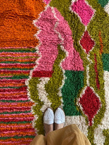 Olive Green & Orange Berber Wool Rug made to order (10)