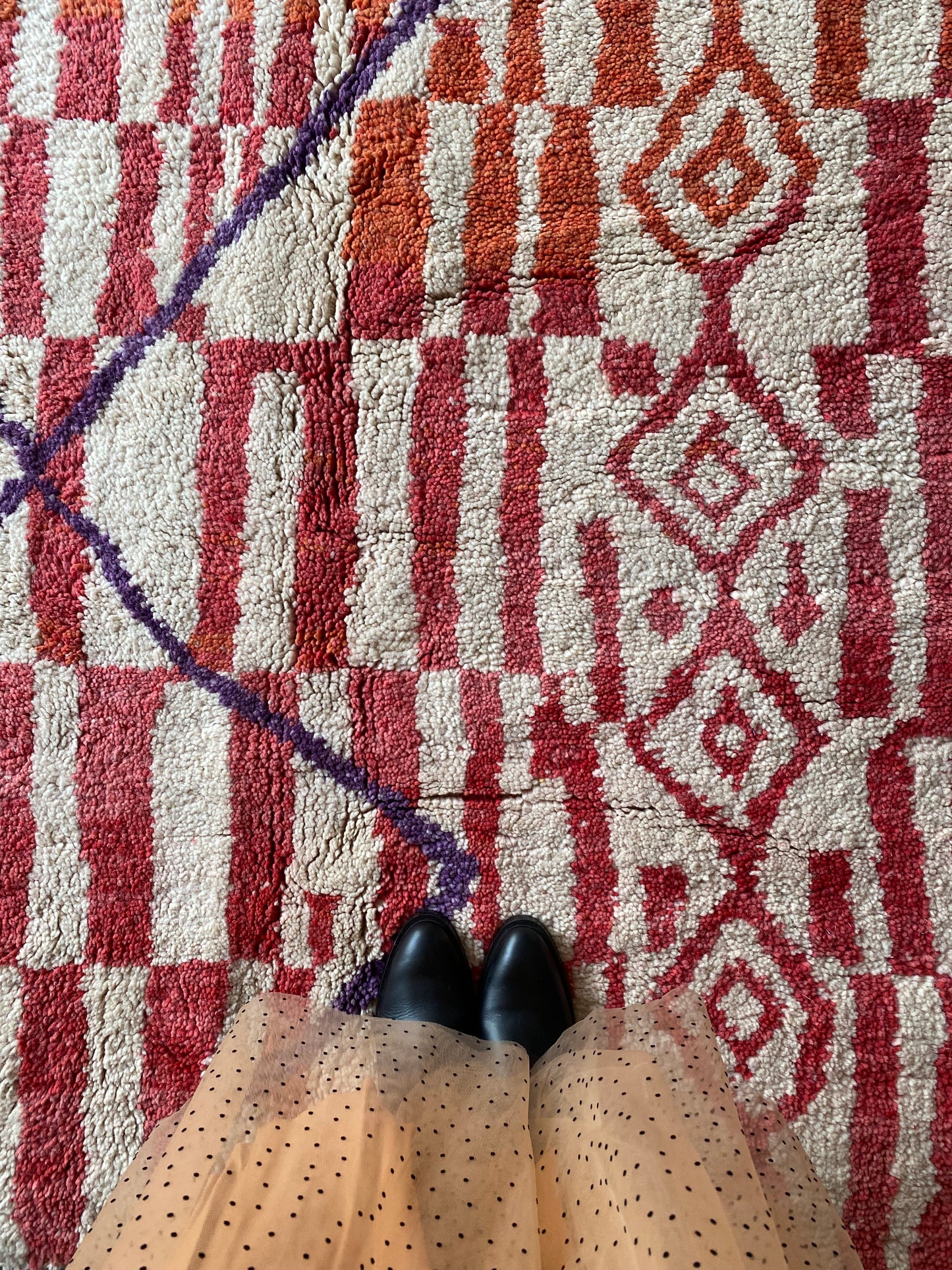 Beni Ouarain Moroccan Colorful Rug (405) 303x210cm - Red earth