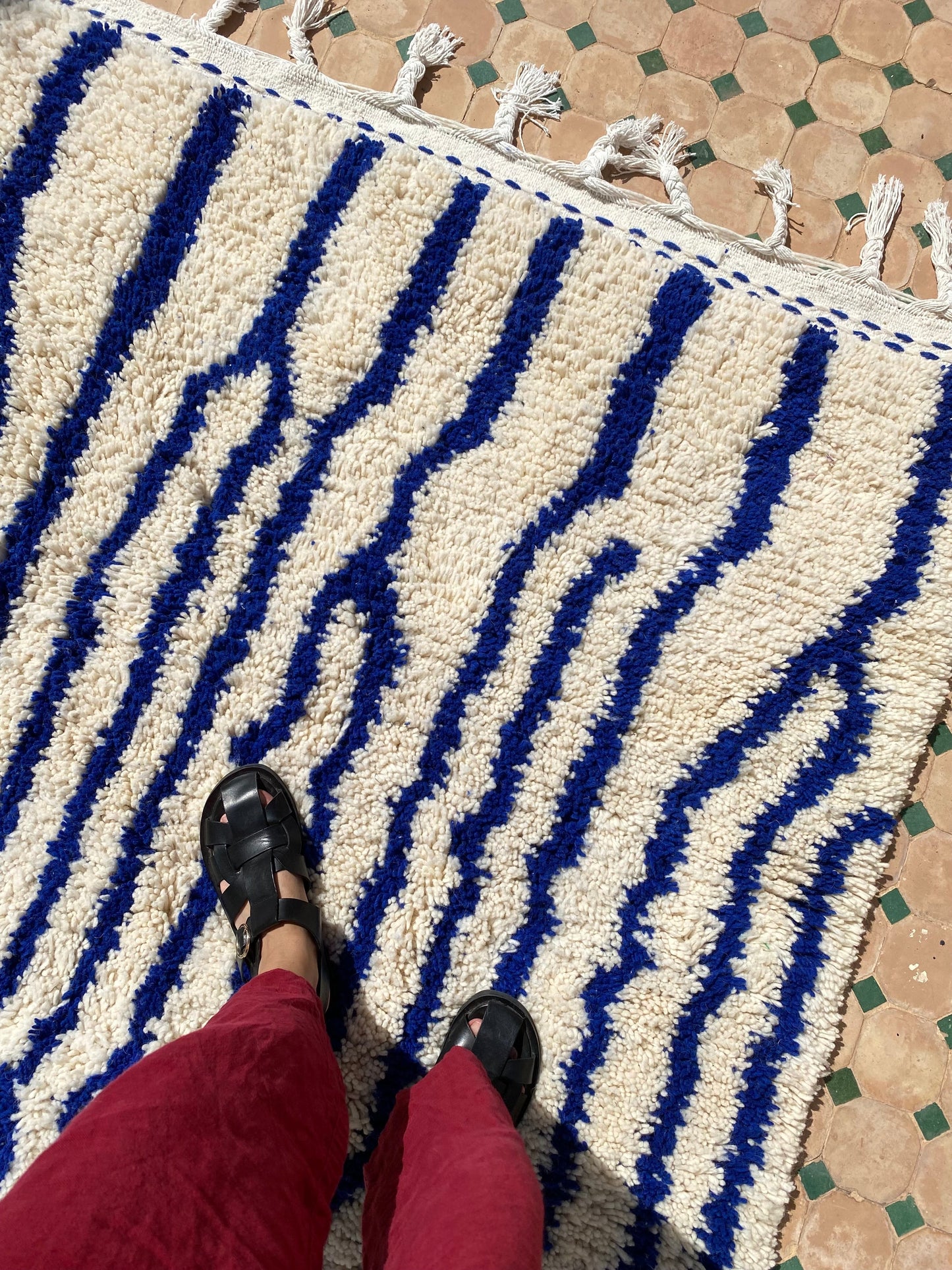 White and Blue Berber Wool Rug made to order (8) - DEPOSIT