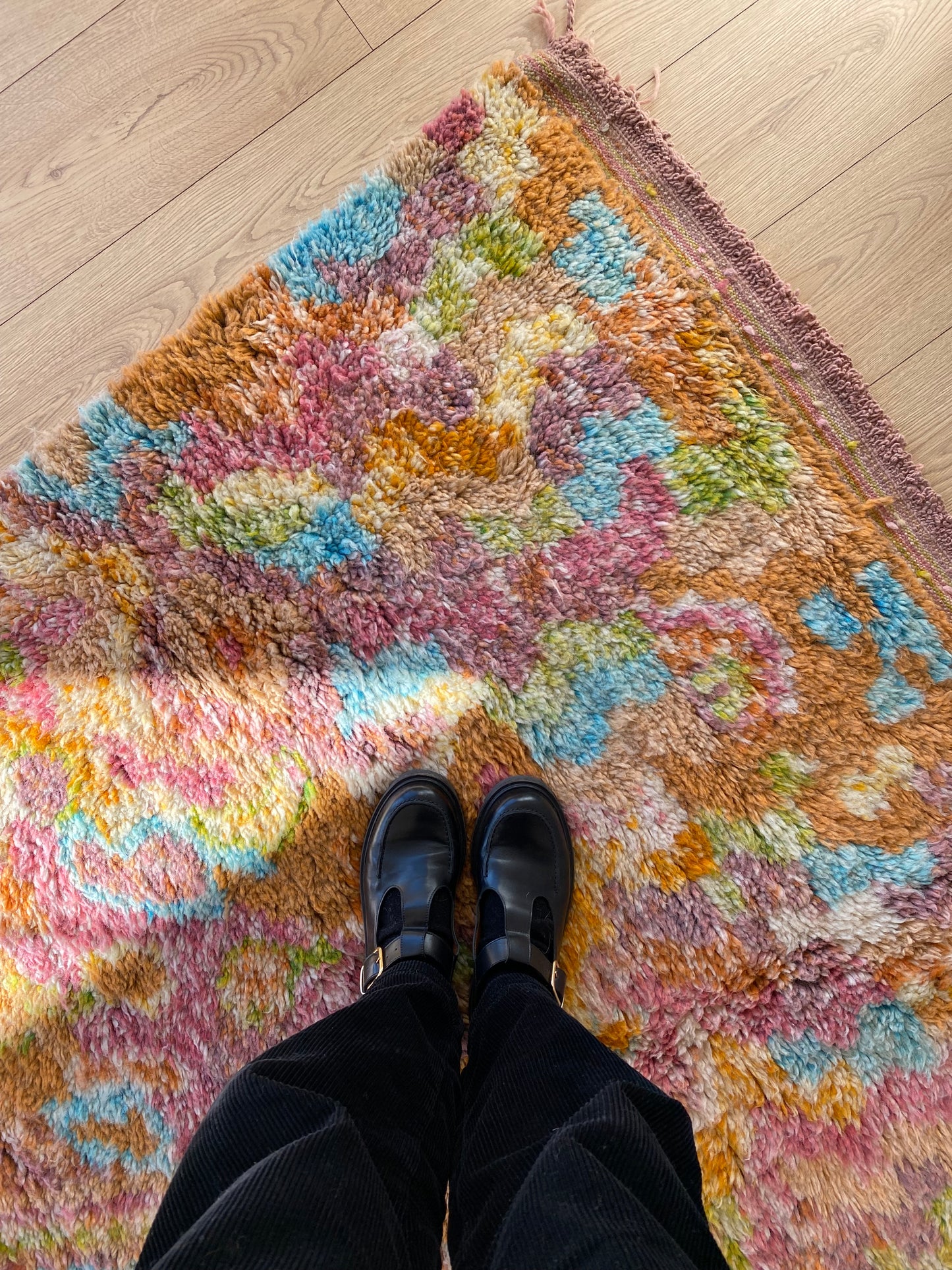 Beni Ouarain Moroccan Colorful Rug (852) 251x157cm - Pumpkin pie