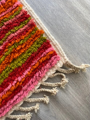 Olive Green & Orange Berber Wool Rug made to order (10)