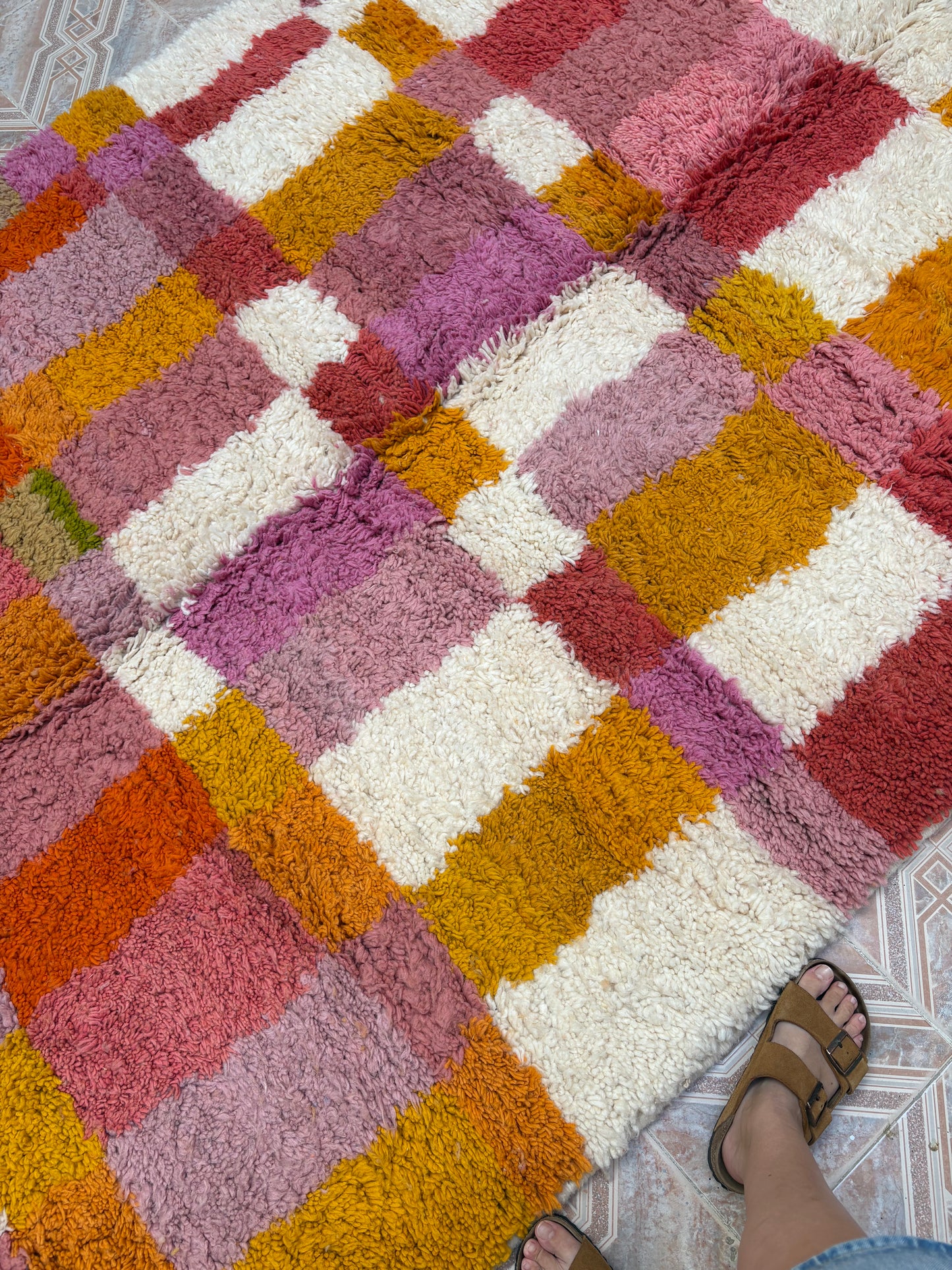 Beni Ouarain Moroccan Colorful Rug (971) 245x170 - Pink Swimming Pool