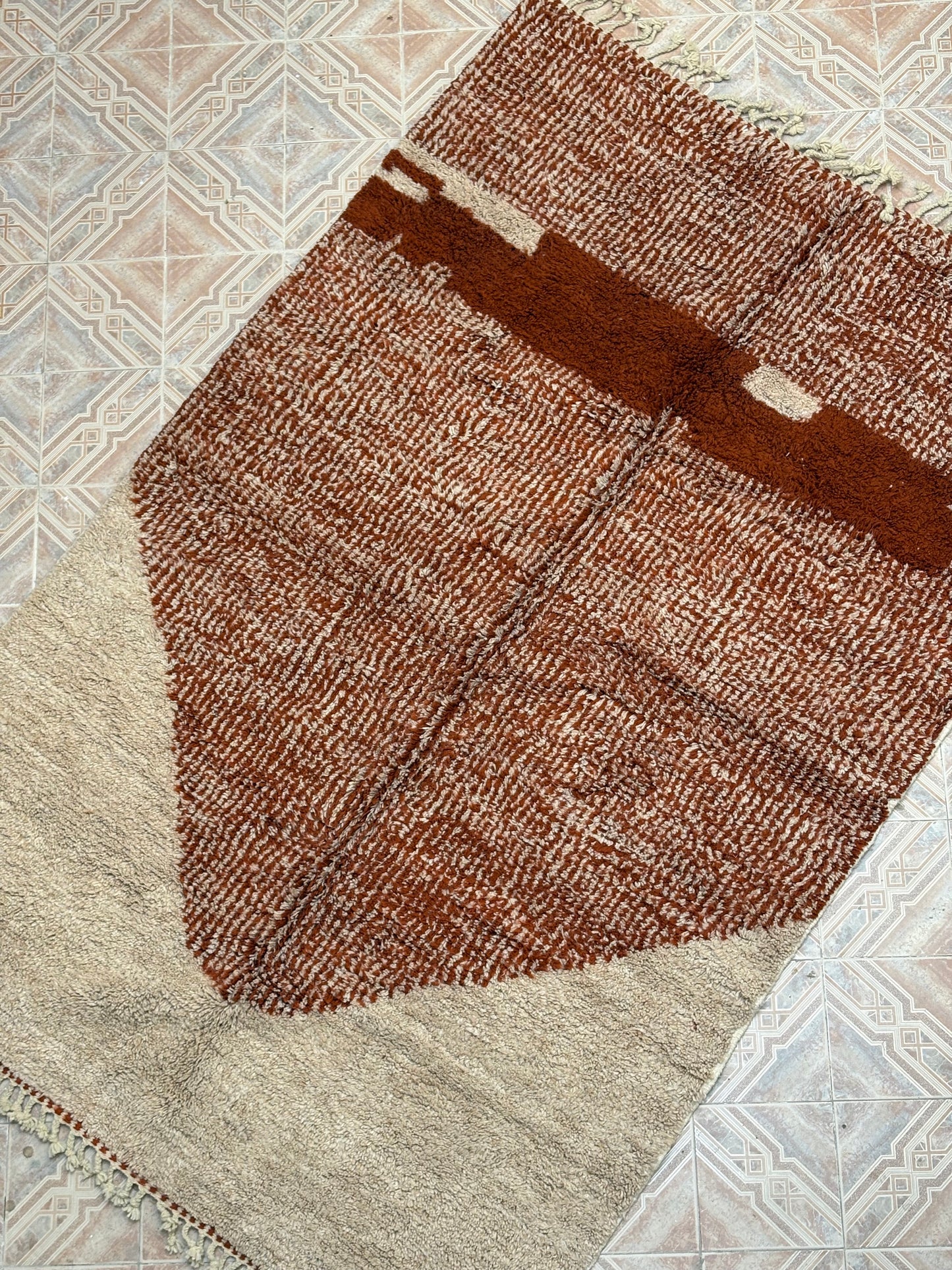 Beni Ouarain Moroccan Colorful Rug (969) 305x200 - Sunset on the Mountain