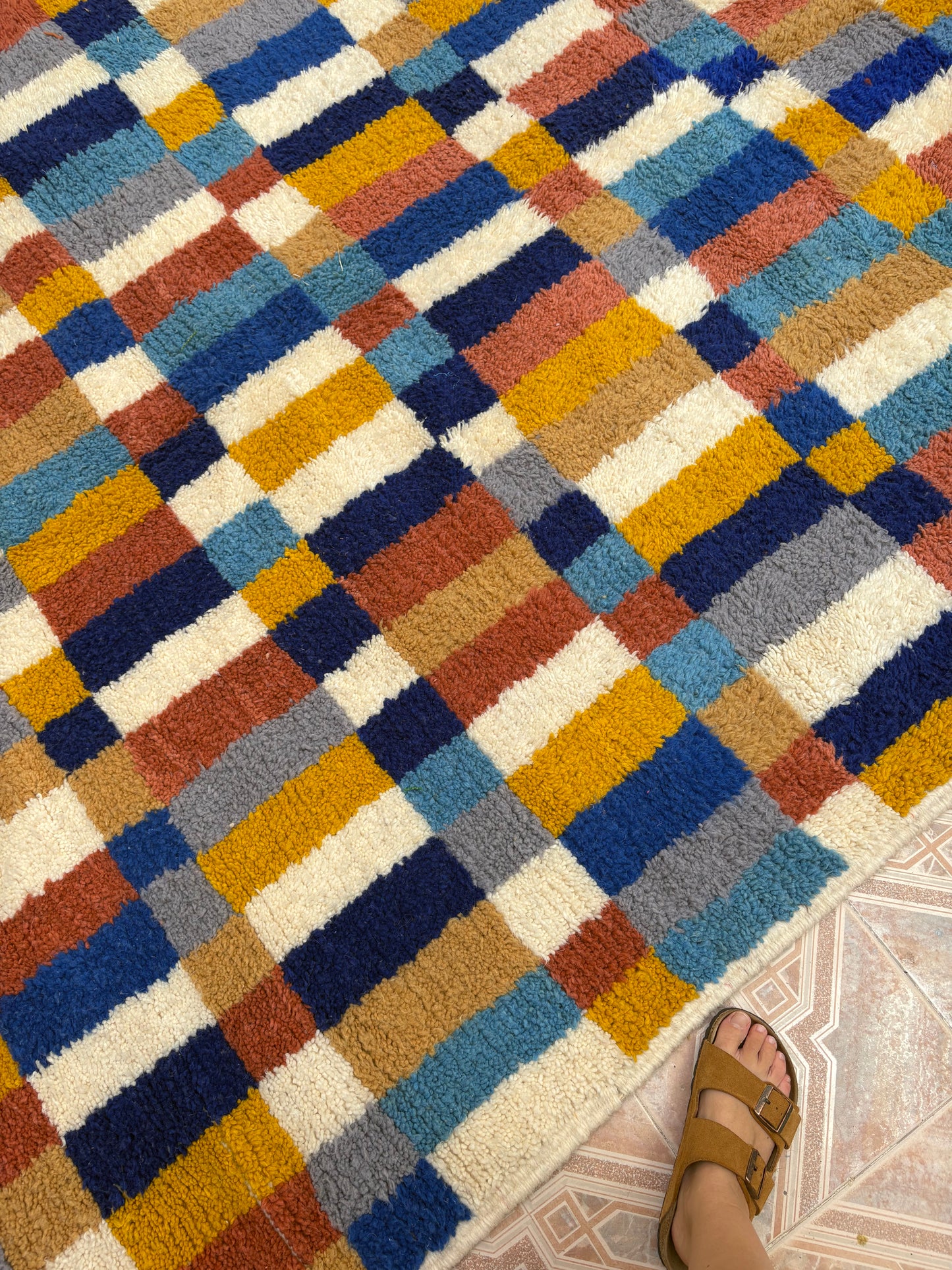 Beni Ouarain Moroccan Colorful Rug (966) 295x205cm - Blue Swimming Pool