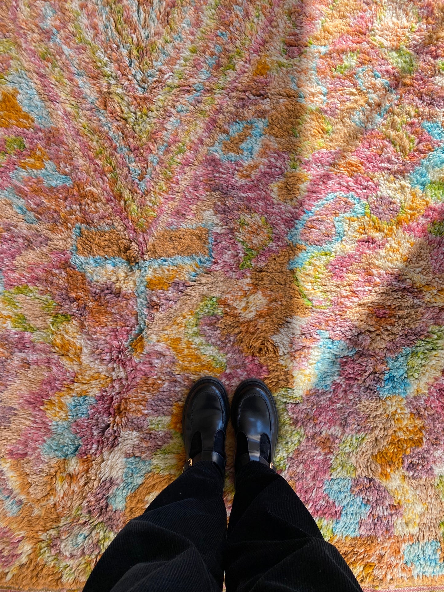 Beni Ouarain Moroccan Colorful Rug (852) 251x157cm - Pumpkin pie