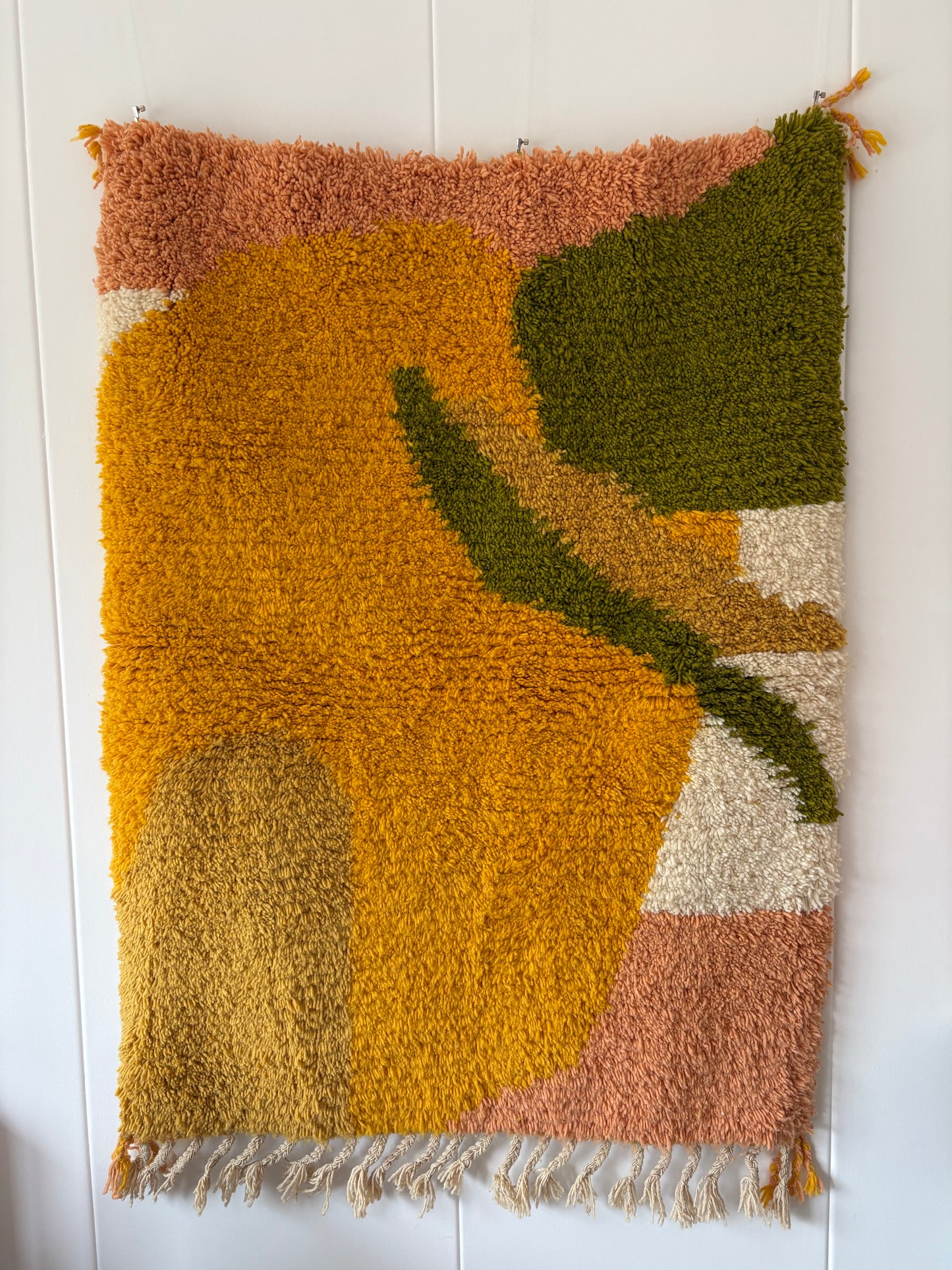 Wall Hanging Moroccan Rug (995) 145x110cm - Pamplemousse Sorbet