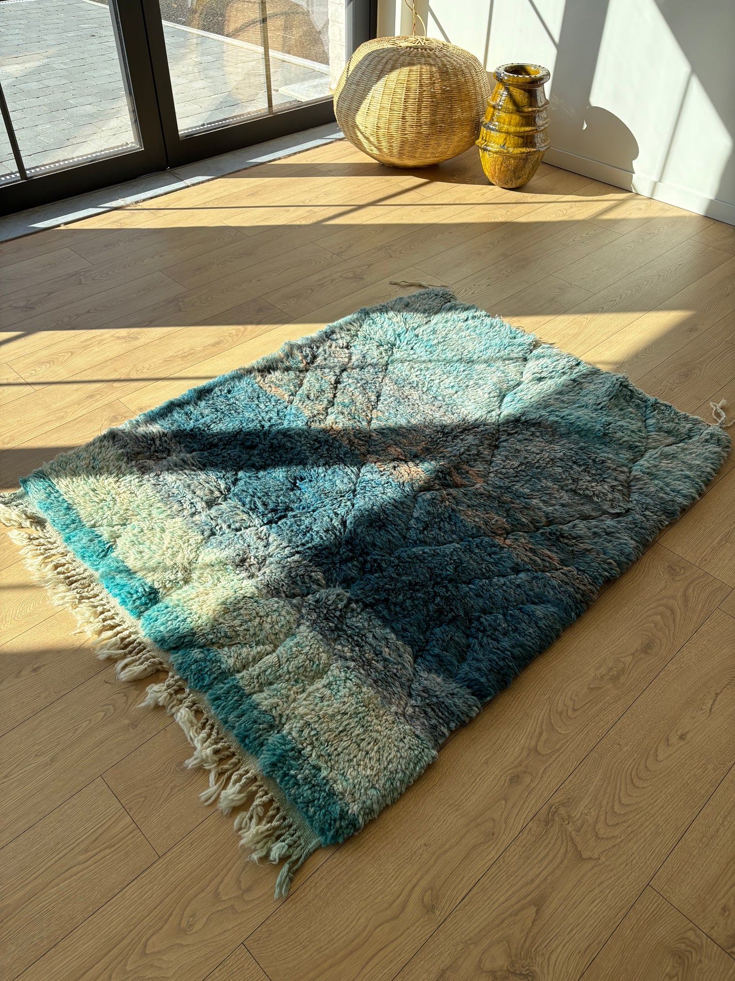 Beni Ouarain Marokkaans kleurrijk tapijt (853) 152x115cm - Schelp