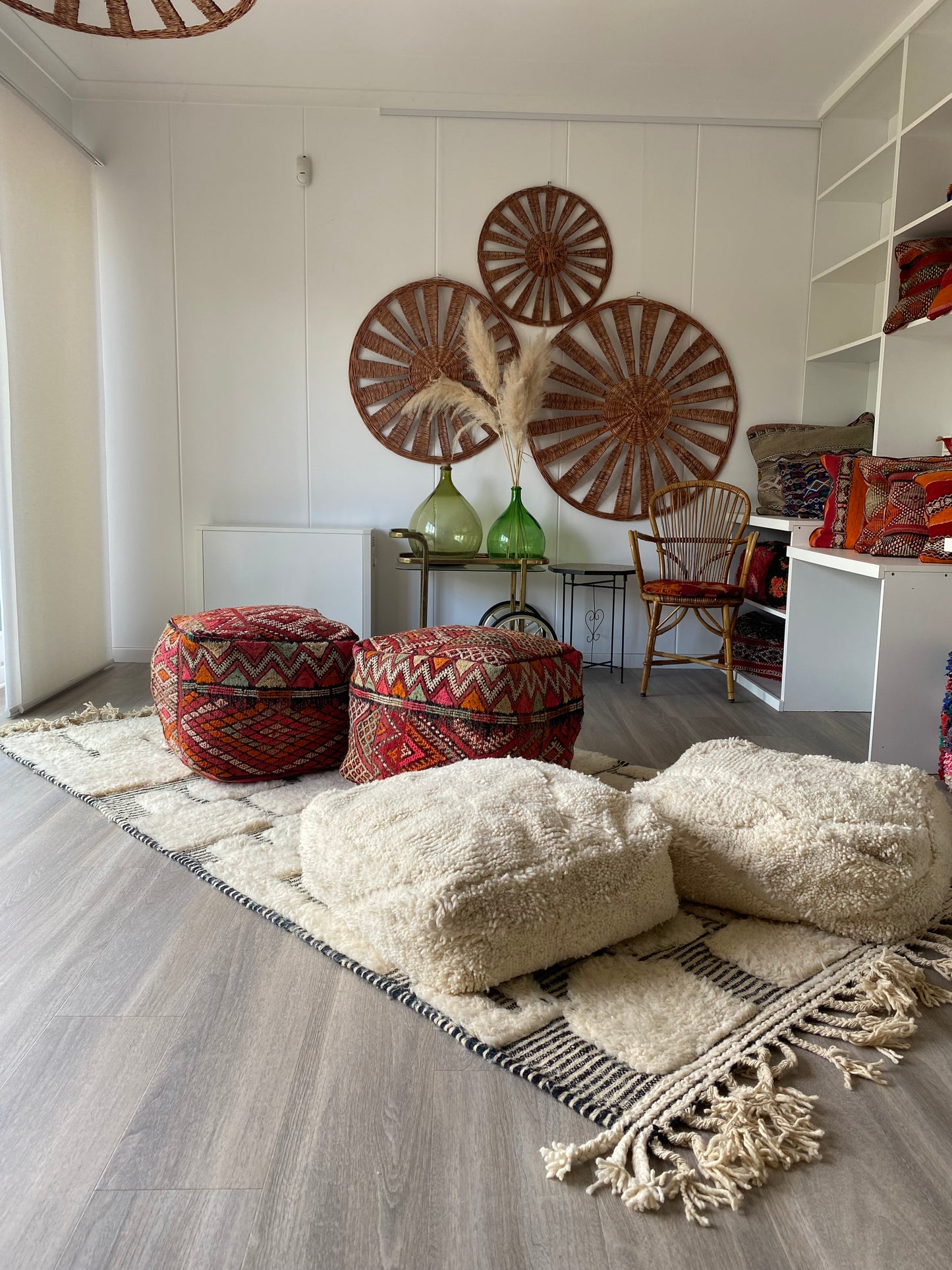 White Berber Pouf