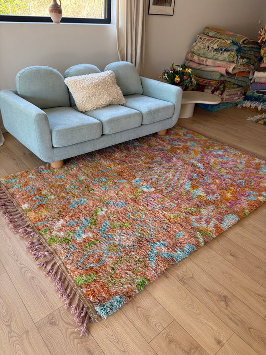 Beni Ouarain Marokkaans kleurrijk tapijt (852) 251x157cm - Pompoentaart
