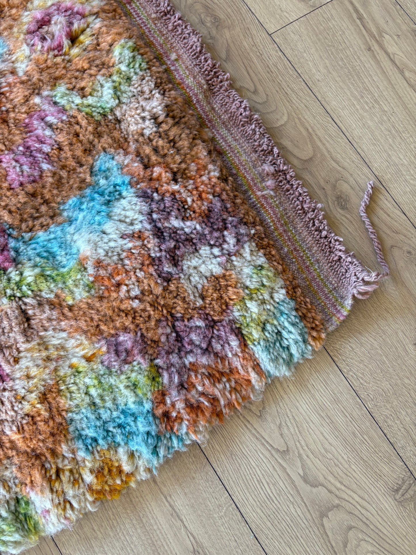 Beni Ouarain Moroccan Colorful Rug (852) 251x157cm - Pumpkin pie