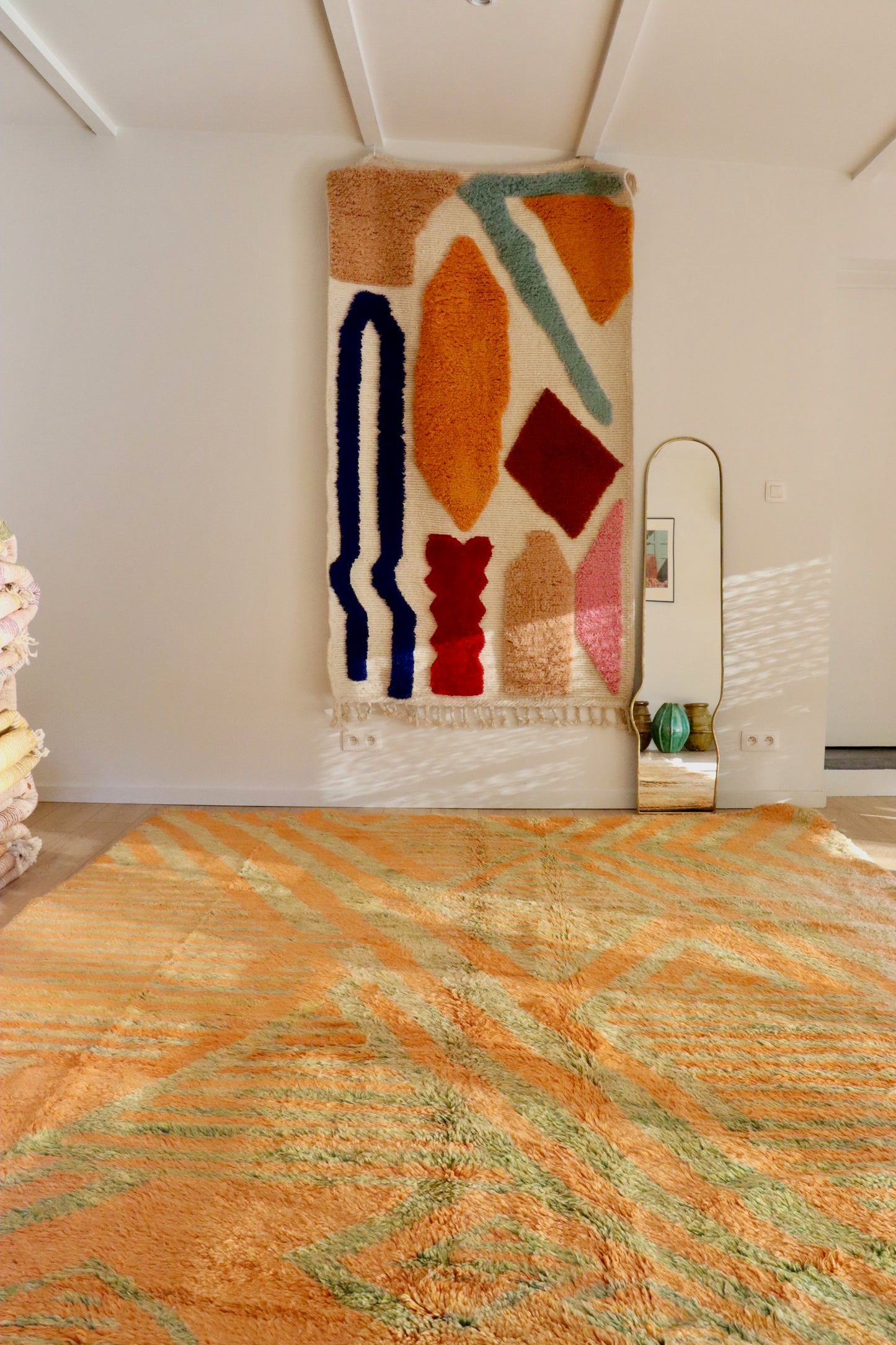 Tapis Beni Ouarain coloré (950) 354x262cm - Pistacchio & Mango