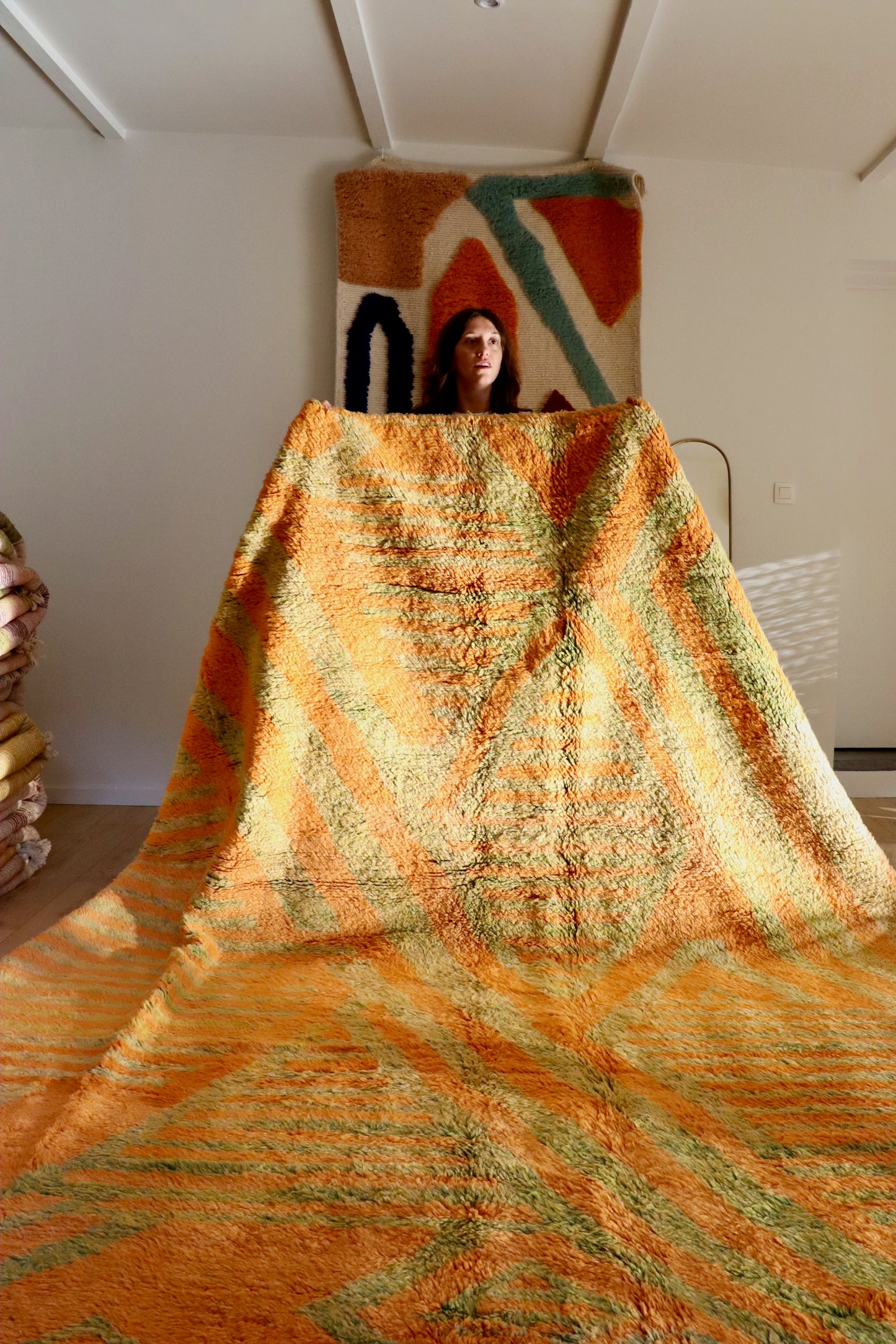Tapis Beni Ouarain coloré (950) 354x262cm - Pistacchio & Mango