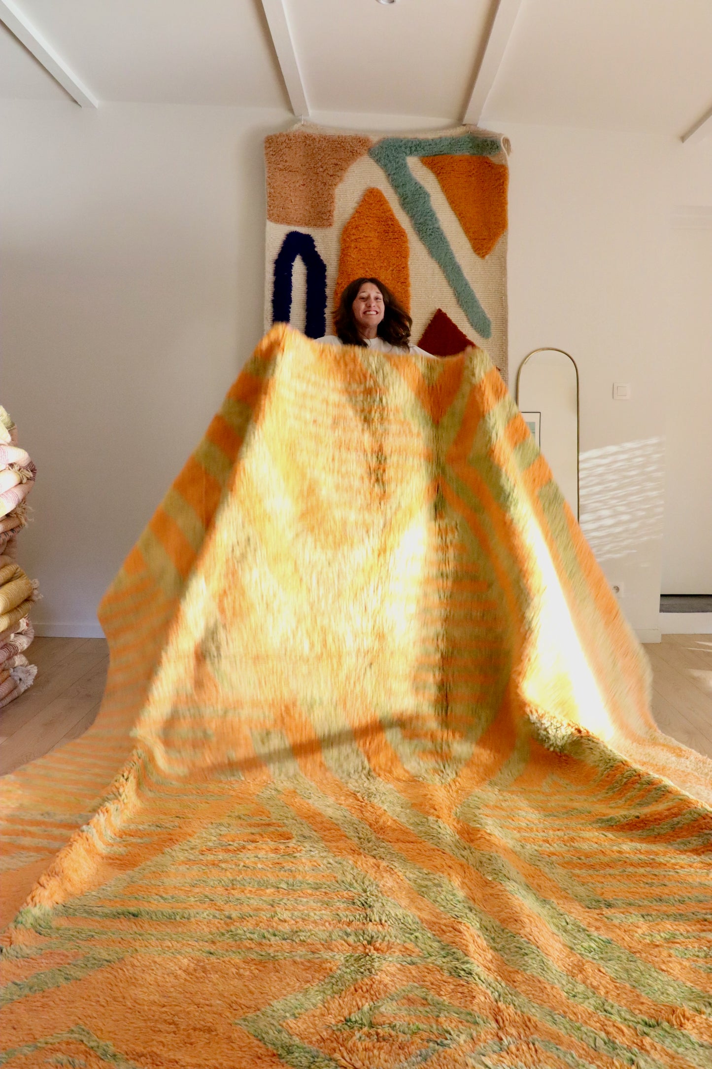 Tapis Beni Ouarain coloré (950) 354x262cm - Pistacchio & Mango