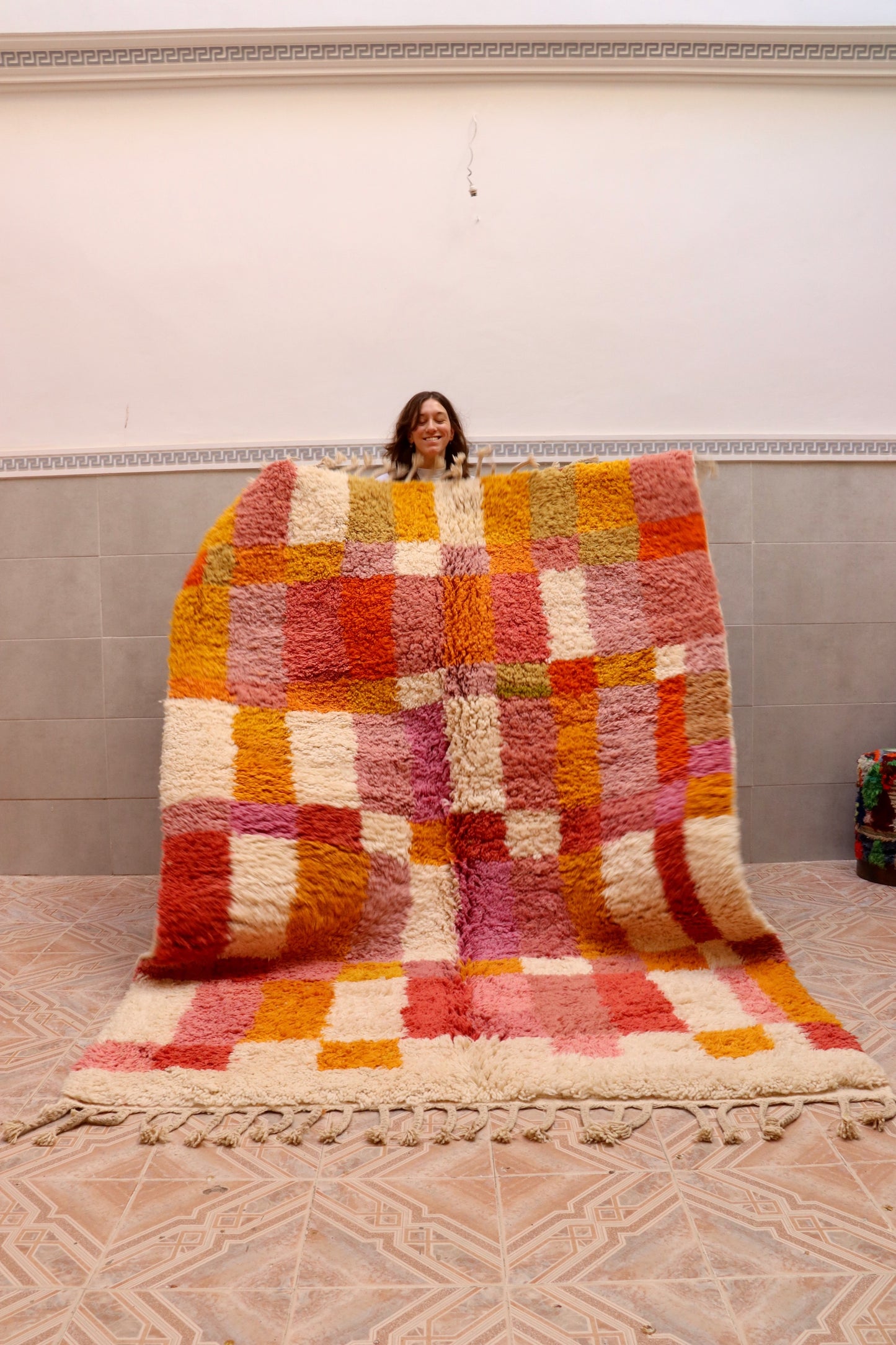 Beni Ouarain Moroccan Colorful Rug (971) 245x170 - Pink Swimming Pool