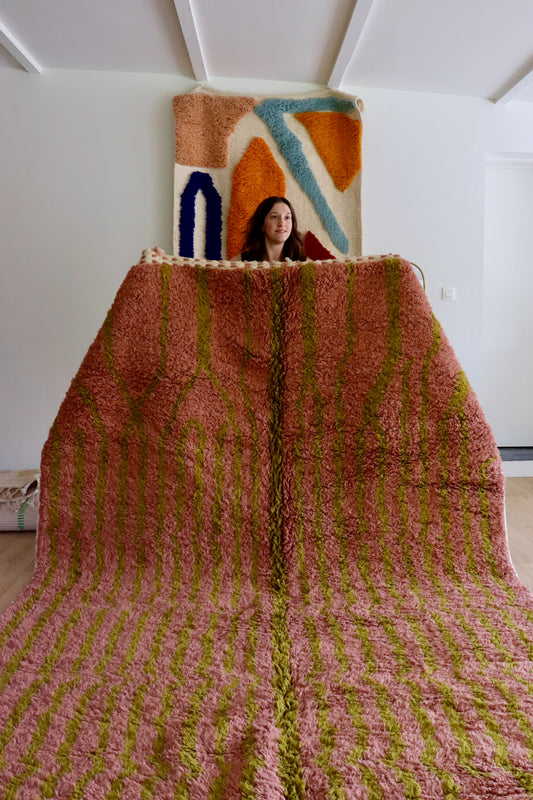 Beni Ouarain Marokkaans kleurrijk vloerkleed (960) 207x312cm - Arenal No 2