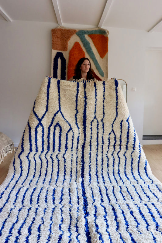 Beni Ouarain Marokkaans kleurrijk vloerkleed (990) 293x205cm - Sky