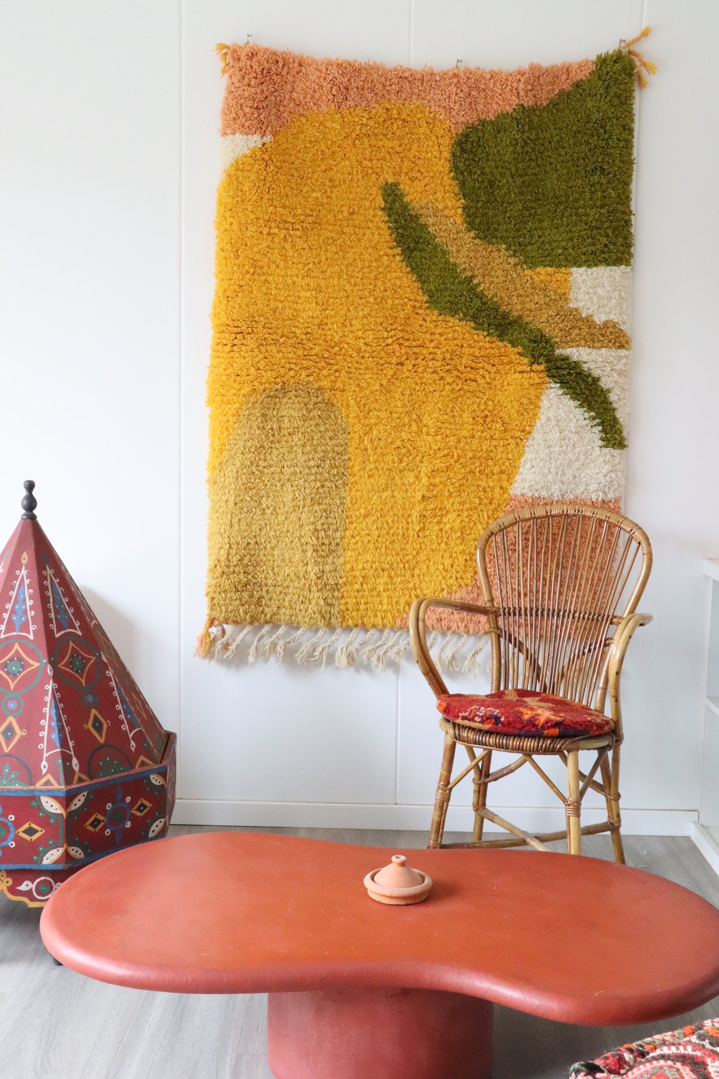 Wall Hanging Moroccan Rug (995) 145x110cm - Pamplemousse Sorbet