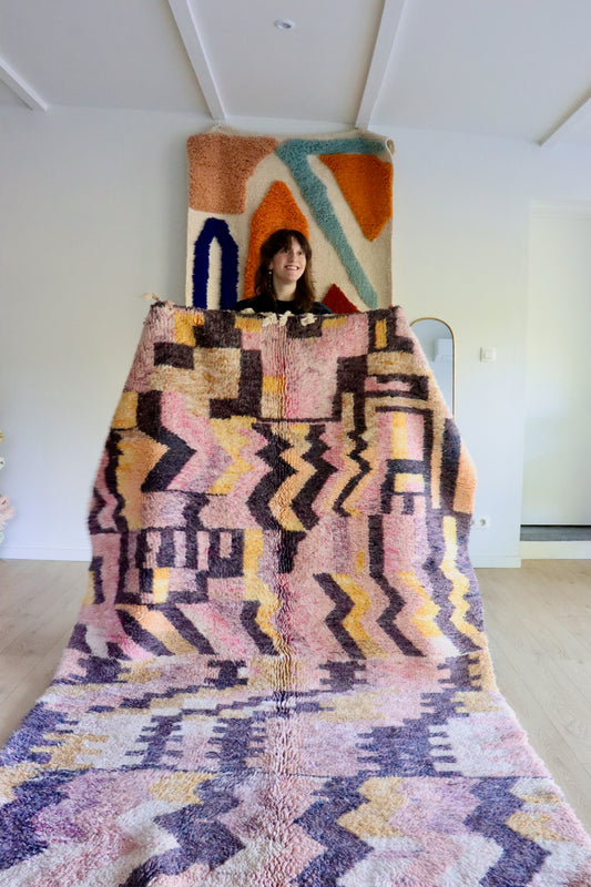 Beni Ouarain Marokkaans kleurrijk tapijt (1010) 255x156cm - Pinky Dust