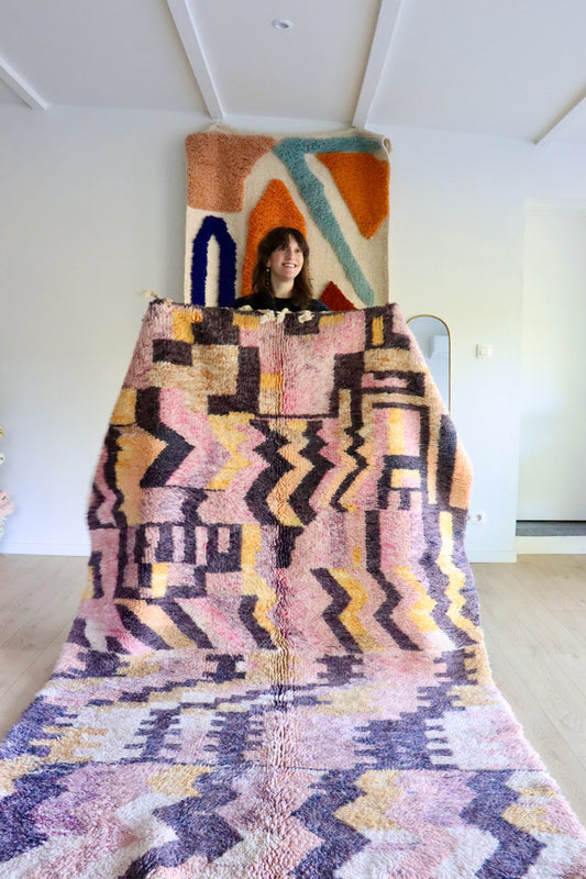 Beni Ouarain Marokkaans kleurrijk tapijt (1010) 255x156cm - Pinky Dust