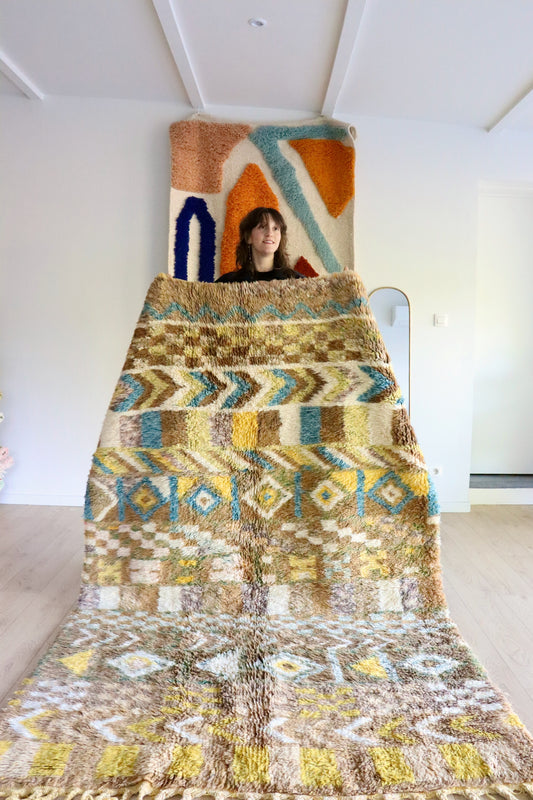 Beni Ouarain Marokkaans kleurrijk tapijt (1011) 254x156cm - Skoura