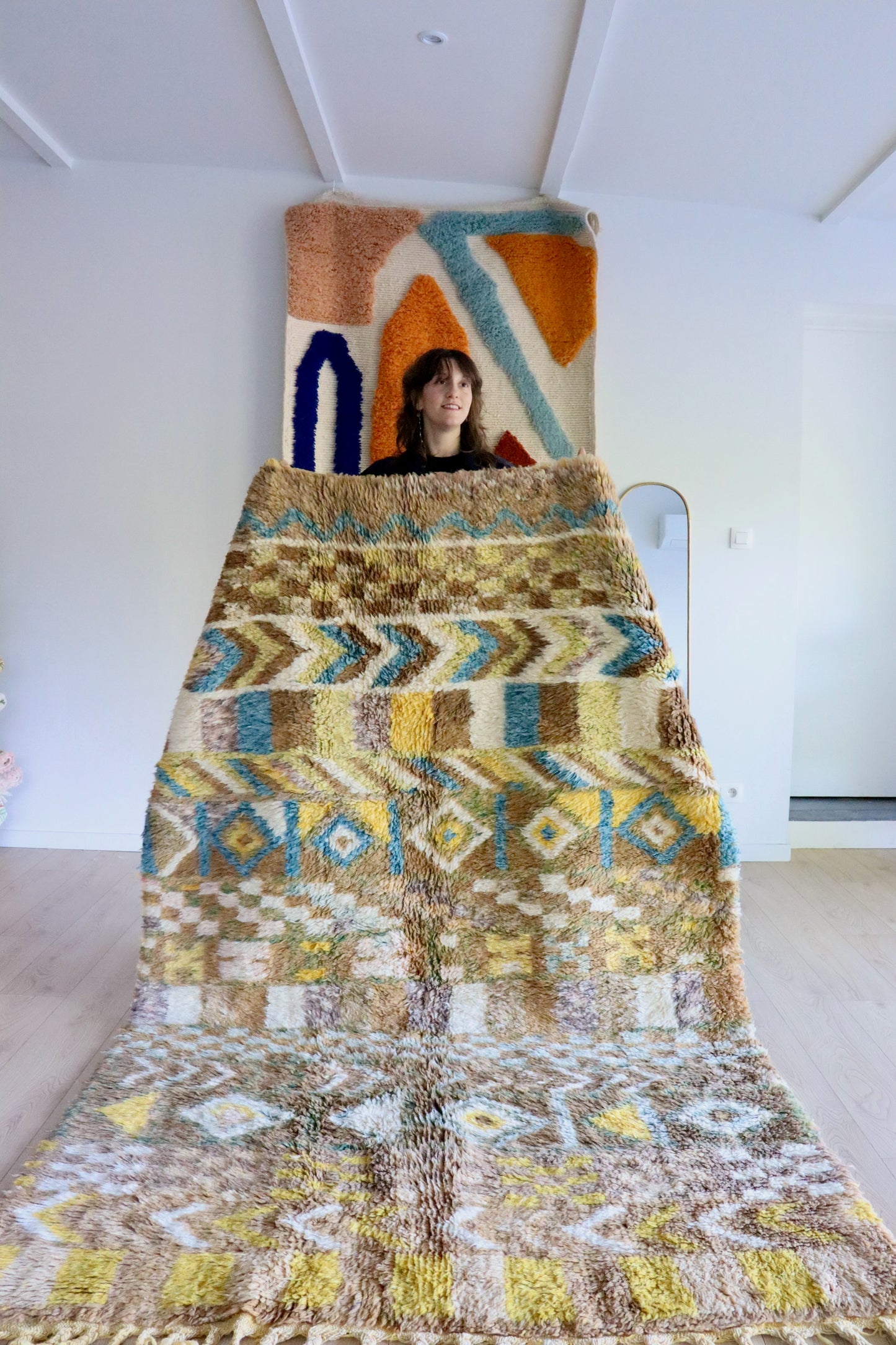 Beni Ouarain Marokkaans kleurrijk tapijt (1011) 254x156cm - Skoura