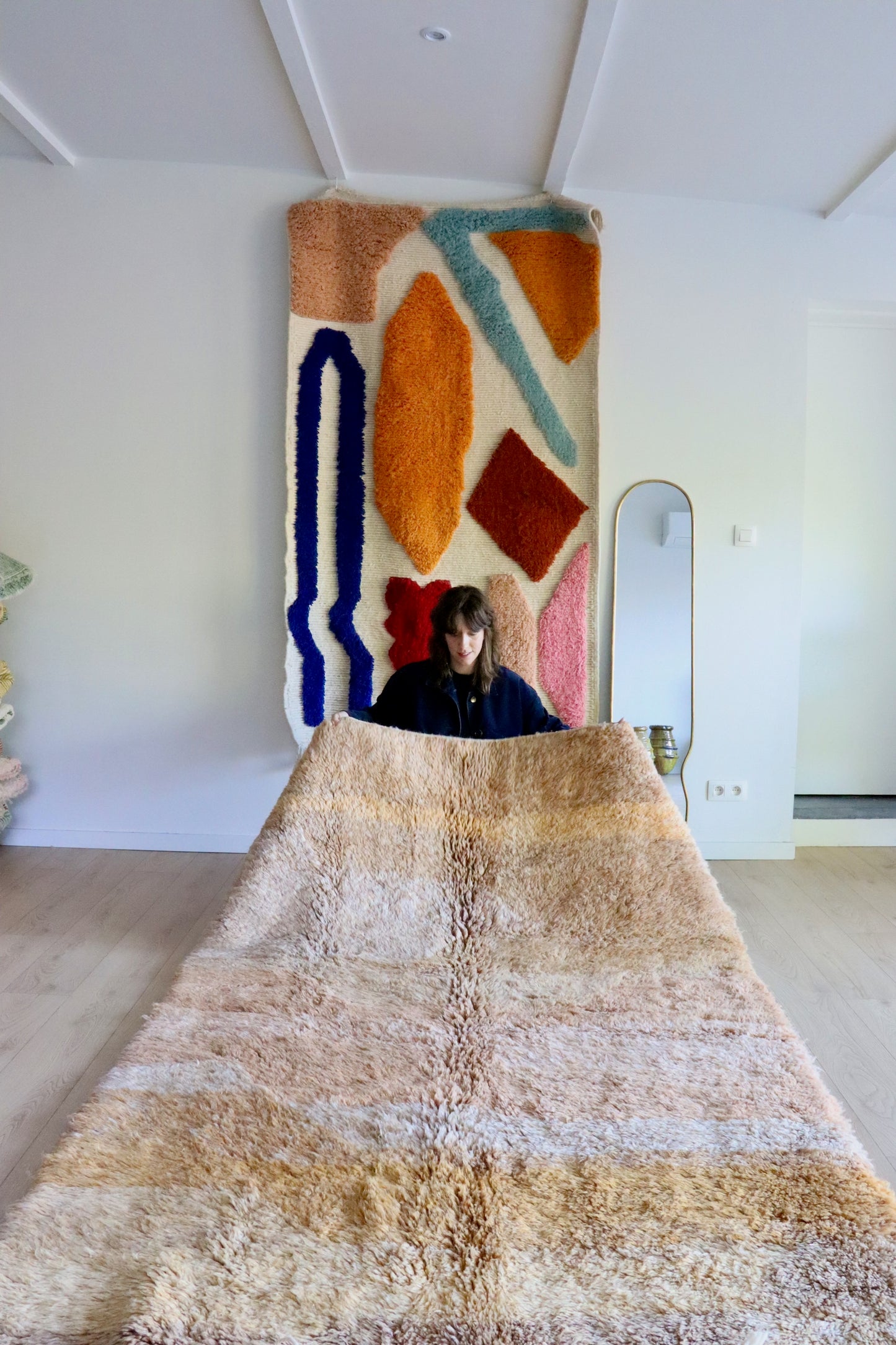 Beni Ouarain Marokkaans kleurrijk tapijt (1013) 245x160cm - Burnt Earth