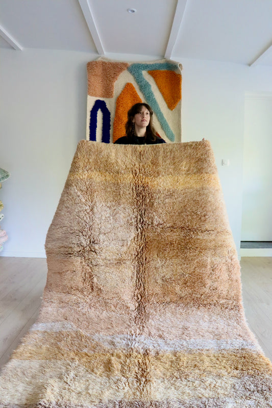 Beni Ouarain Marokkaans kleurrijk tapijt (1013) 245x160cm - Burnt Earth