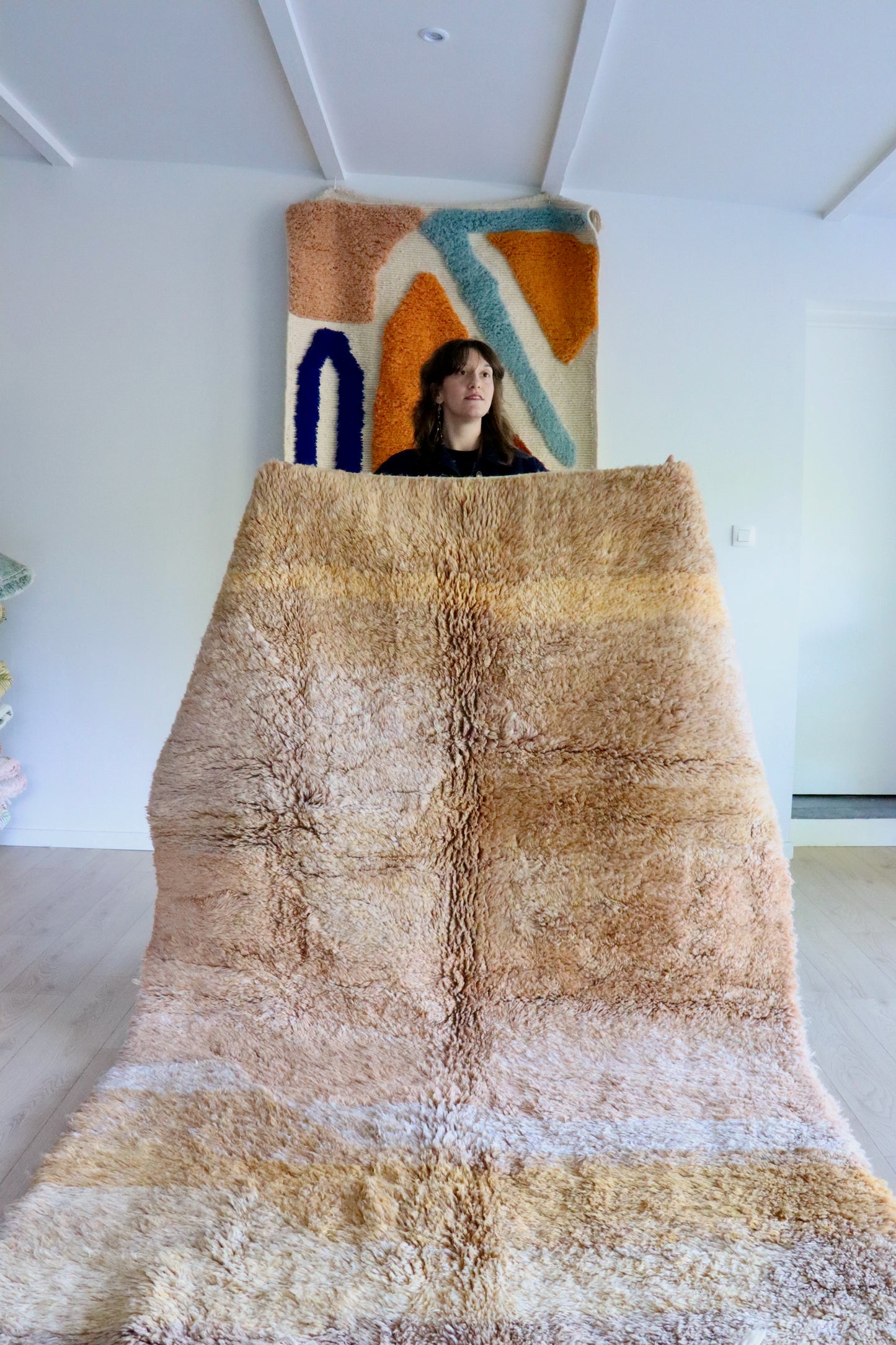 Beni Ouarain Marokkaans kleurrijk tapijt (1013) 245x160cm - Burnt Earth