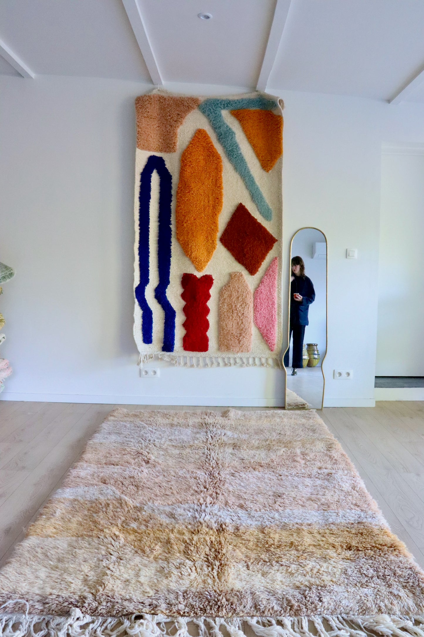 Beni Ouarain Marokkaans kleurrijk tapijt (1013) 245x160cm - Burnt Earth