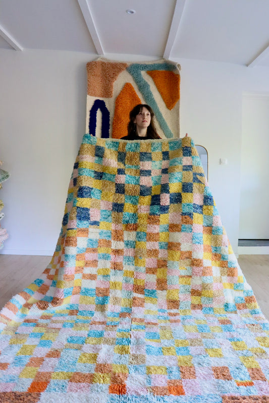 Tapis Beni Ouarain coloré (1023) 297x206cm - Checkmate