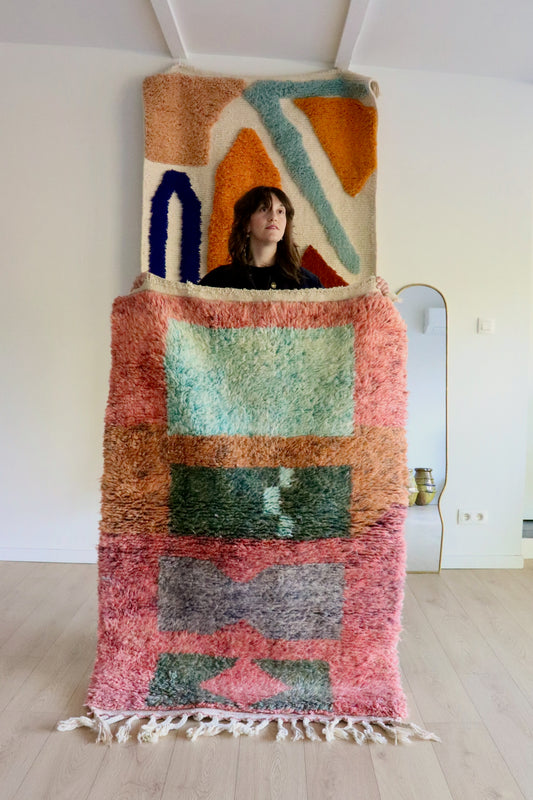 Beni Ouarain Marokkaans kleurrijk tapijt (1004) 160x104cm - Popsicle