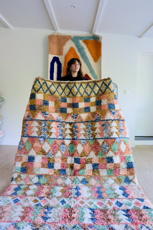 Beni Ouarain Marokkaans kleurrijk tapijt (1015) 250x170cm - Arlequin