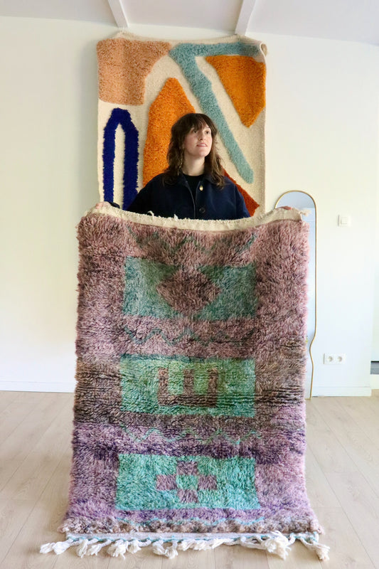 Beni Ouarain Marokkaans kleurrijk tapijt (1007) 162x102cm - Purple Moss 2