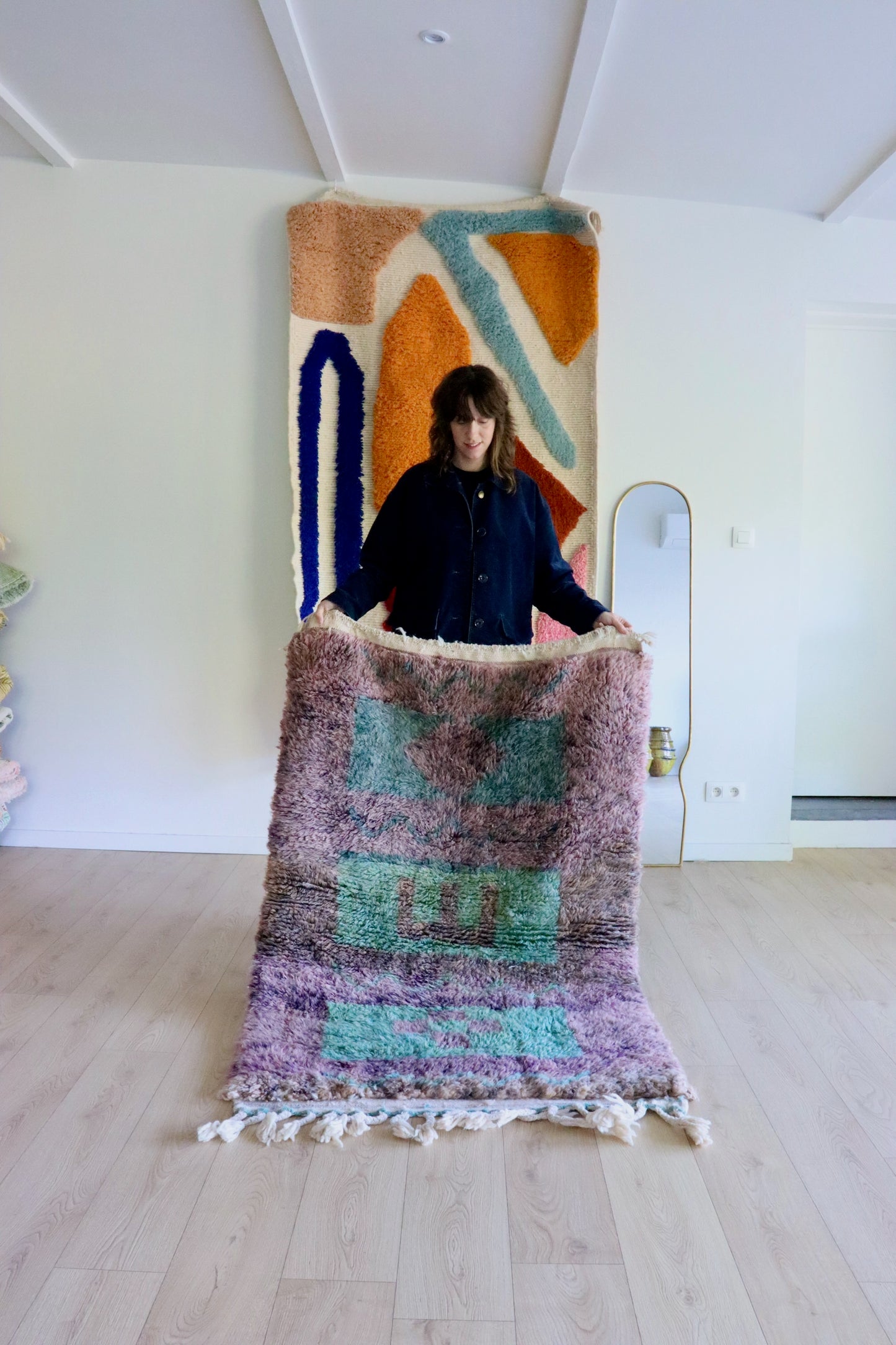 Beni Ouarain Marokkaans kleurrijk tapijt (1007) 162x102cm - Purple Moss 2