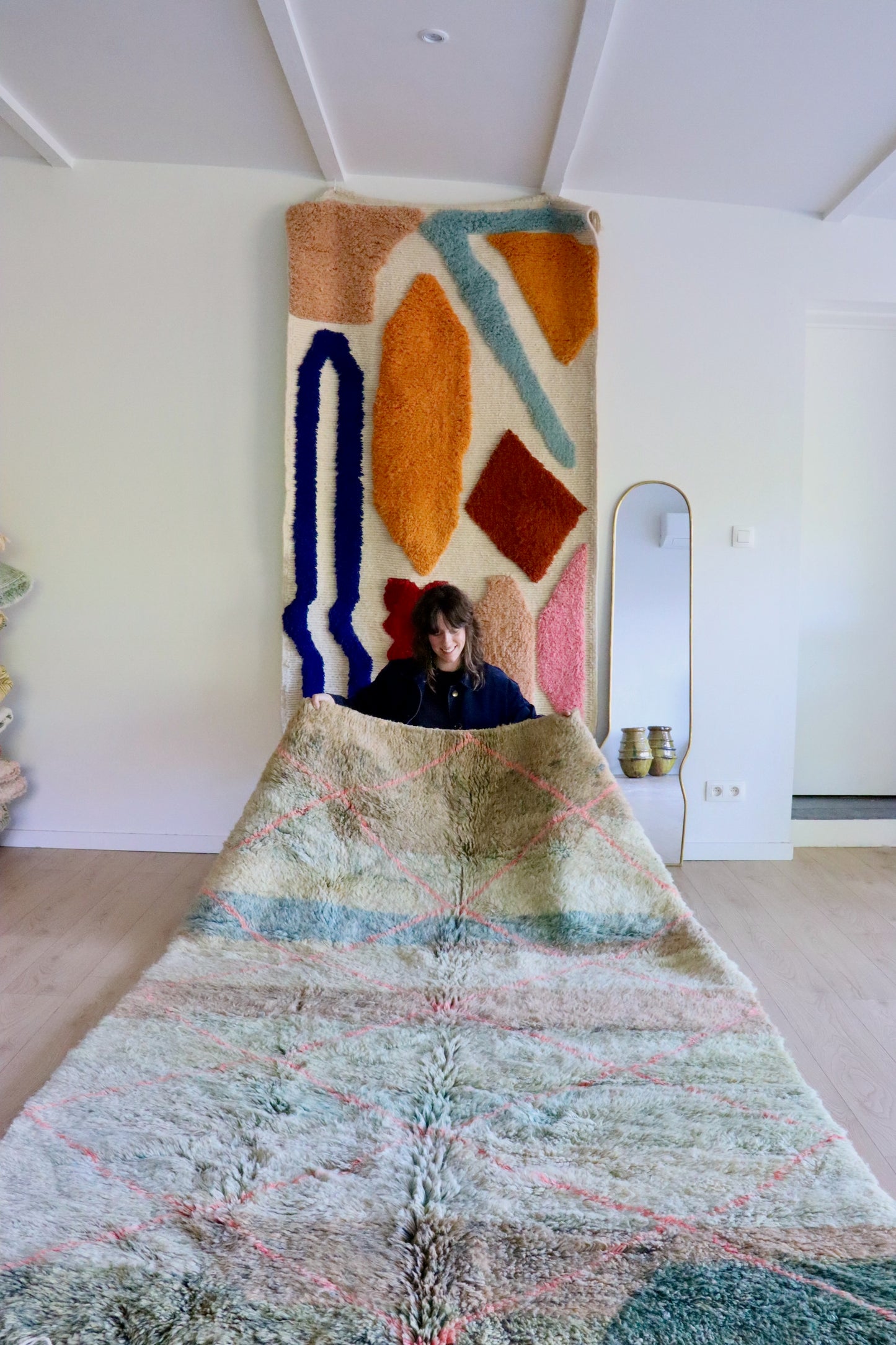 Beni Ouarain Marokkaans kleurrijk tapijt (1014) 255x172cm - Winter in the oasis