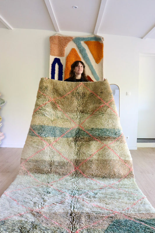 Beni Ouarain Marokkaans kleurrijk tapijt (1014) 255x172cm - Winter in the oasis