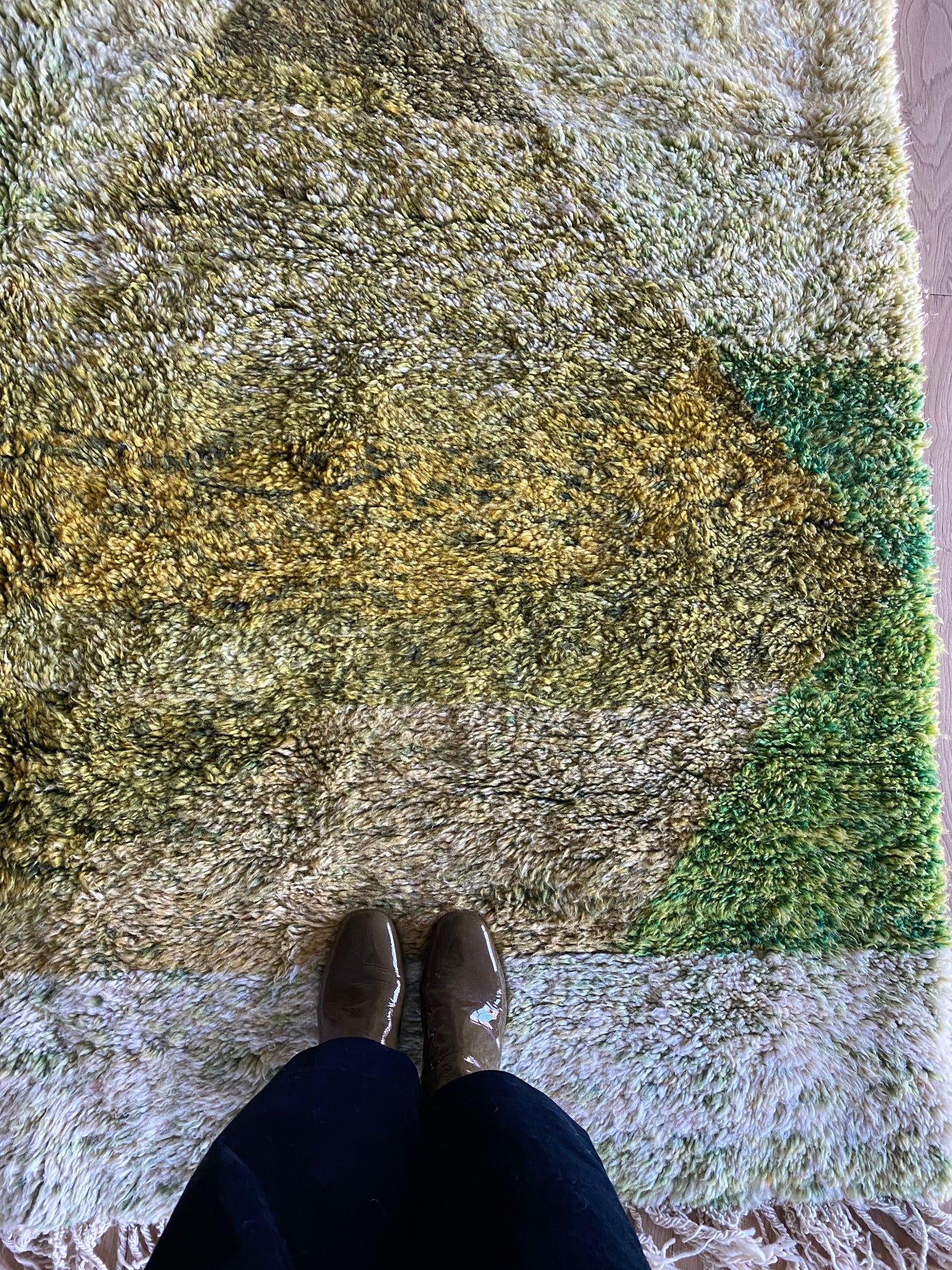 Beni Ouarain Marokkaans kleurrijk tapijt (1020) 300x200cm - Chartreuse