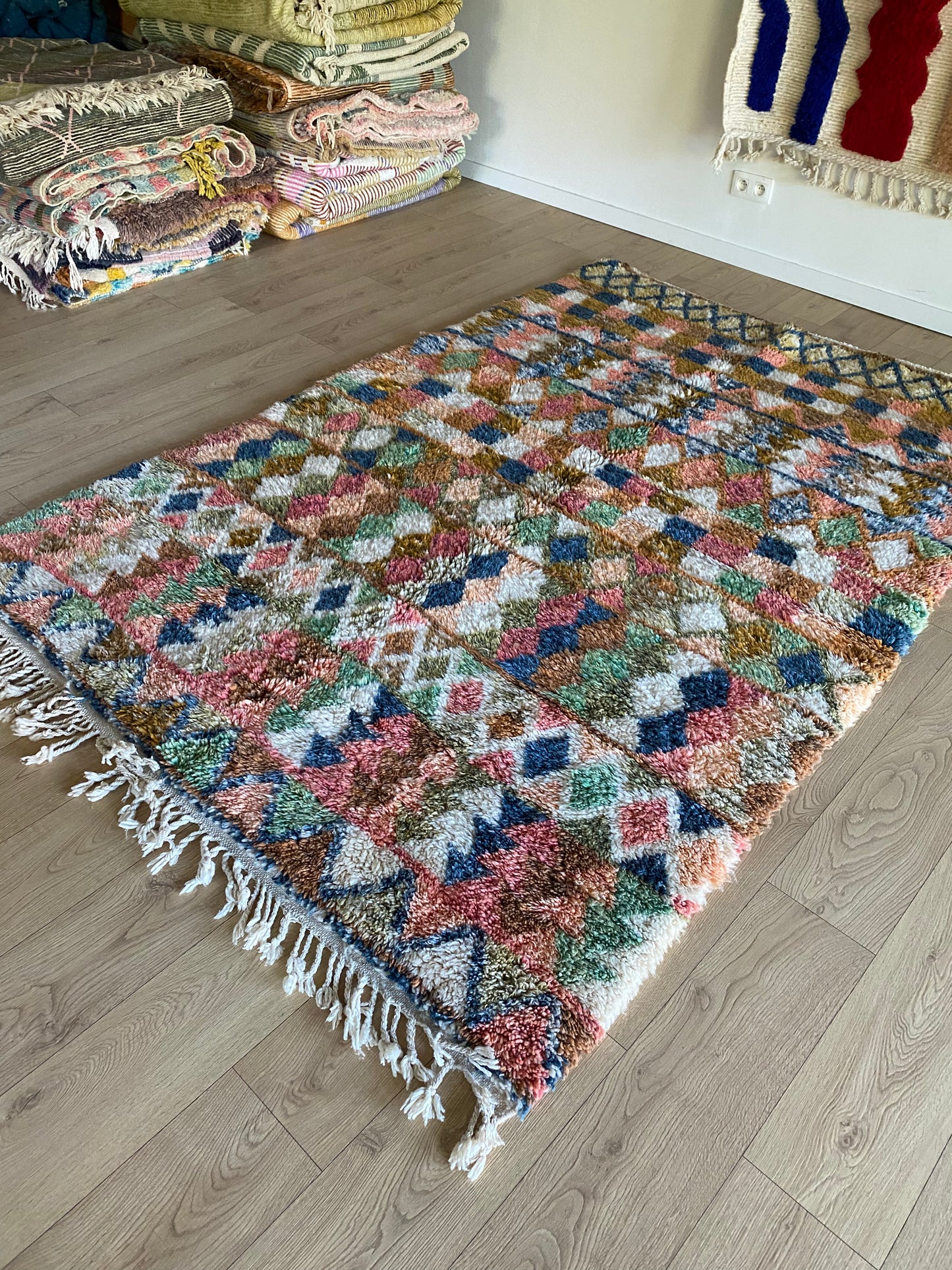 Beni Ouarain Marokkaans kleurrijk tapijt (1015) 250x170cm - Arlequin