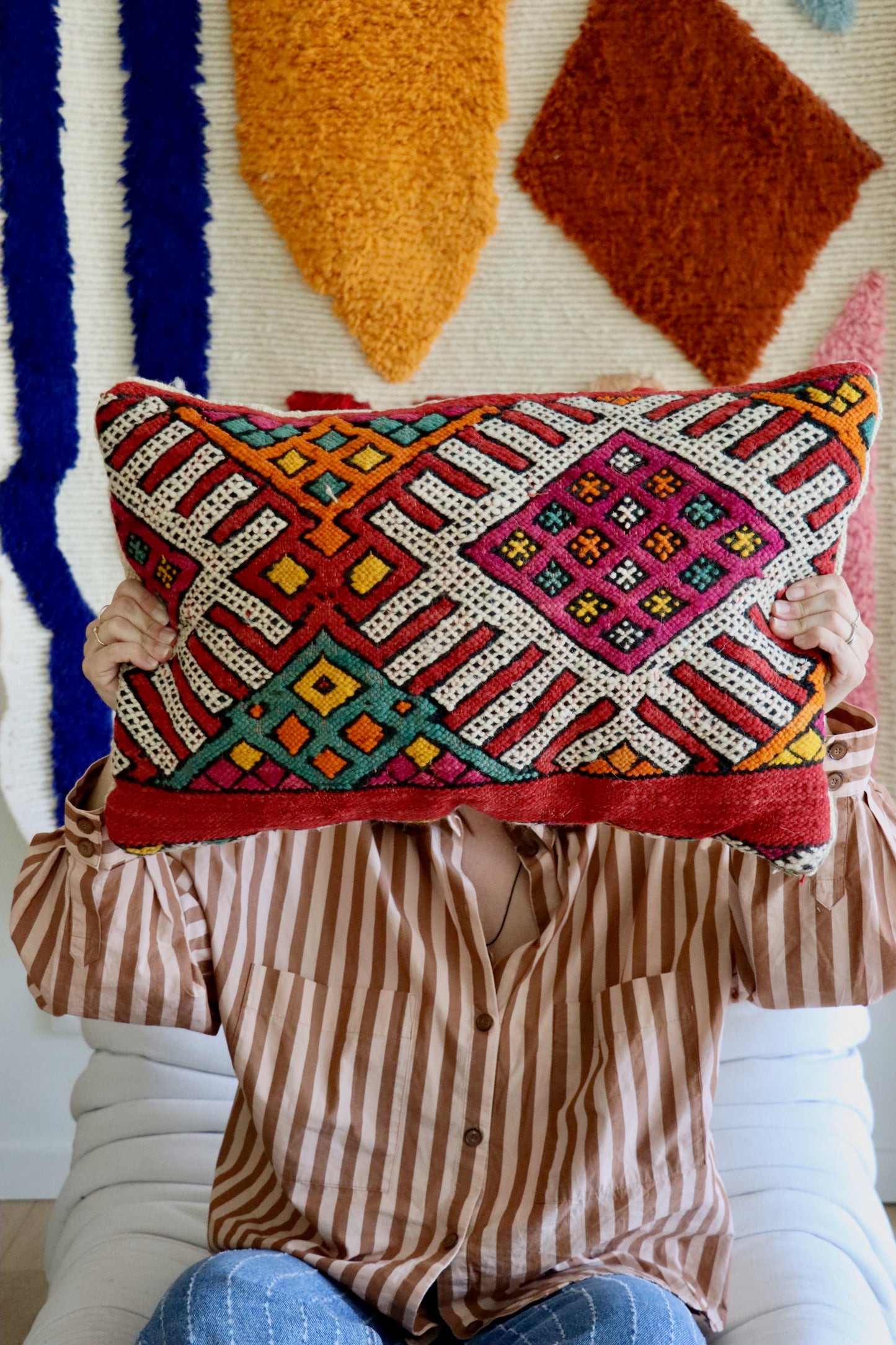 Moroccan Wool Cushion Kilim - 60x40cm